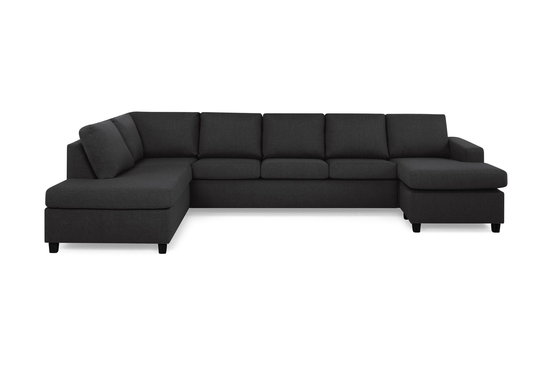 Crazy 5-sits V&auml;nsterv&auml;nd U-formad X-Large Soffa med Divan och Sch&auml;slong i Tyg - Antracit
