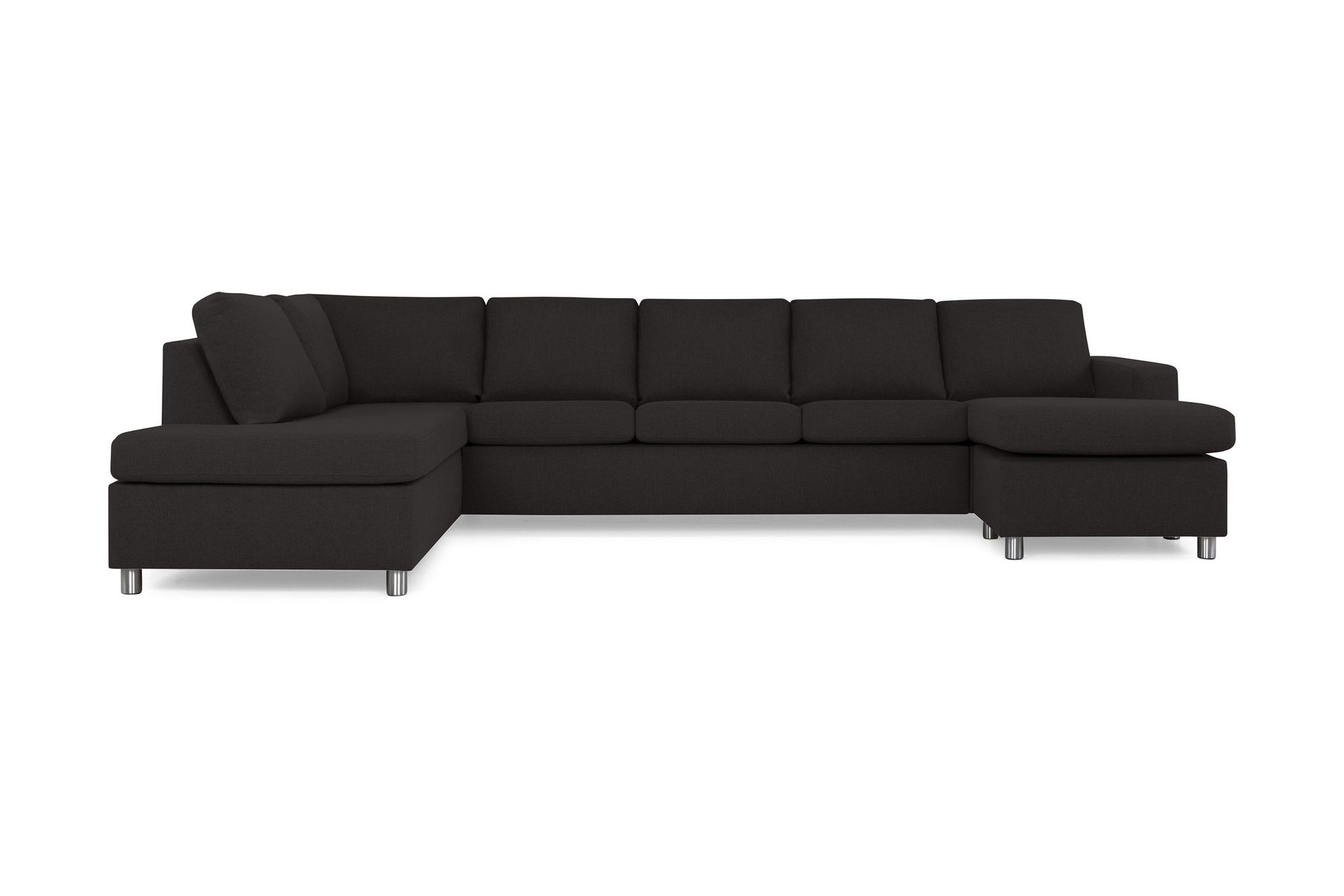 Crazy 5-sits V&auml;nsterv&auml;nd U-formad X-Large Soffa med Divan och Sch&auml;slong i Tyg - Antracit