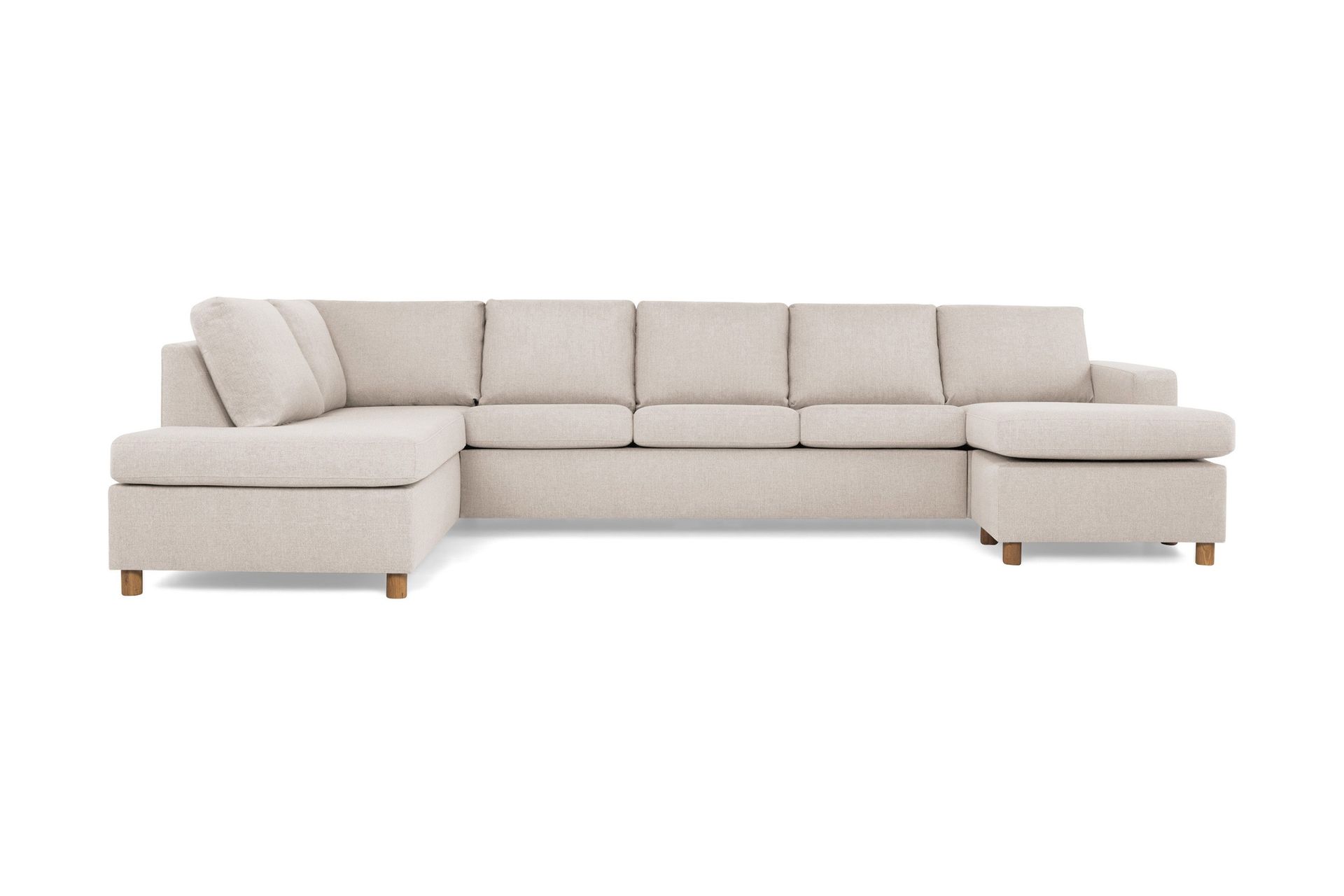 Crazy 5-sits V&auml;nsterv&auml;nd U-formad X-Large Soffa med Divan och Sch&auml;slong i Tyg - Beige