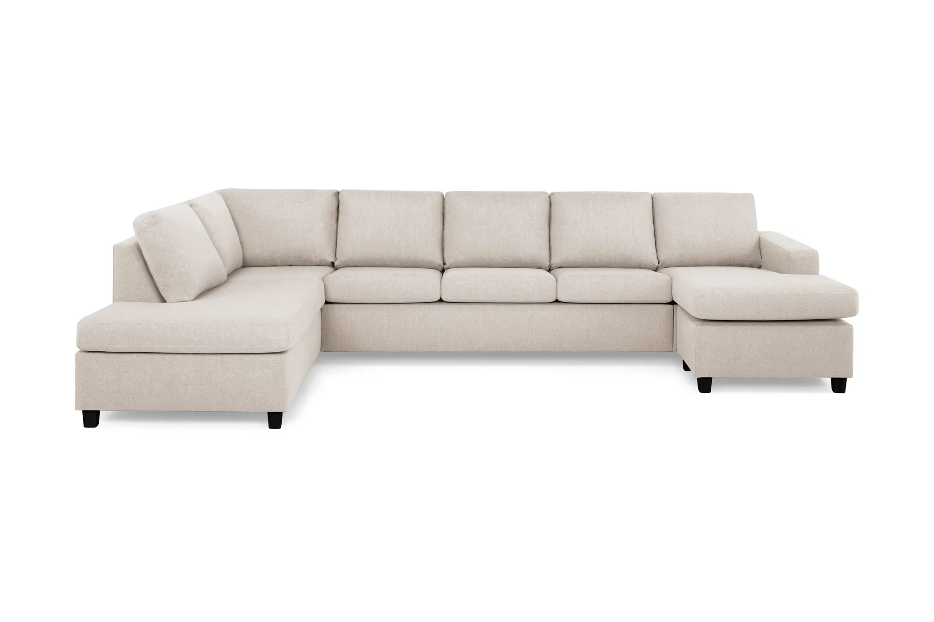 Crazy 5-sits V&auml;nsterv&auml;nd U-formad X-Large Soffa med Divan och Sch&auml;slong i Tyg - Beige