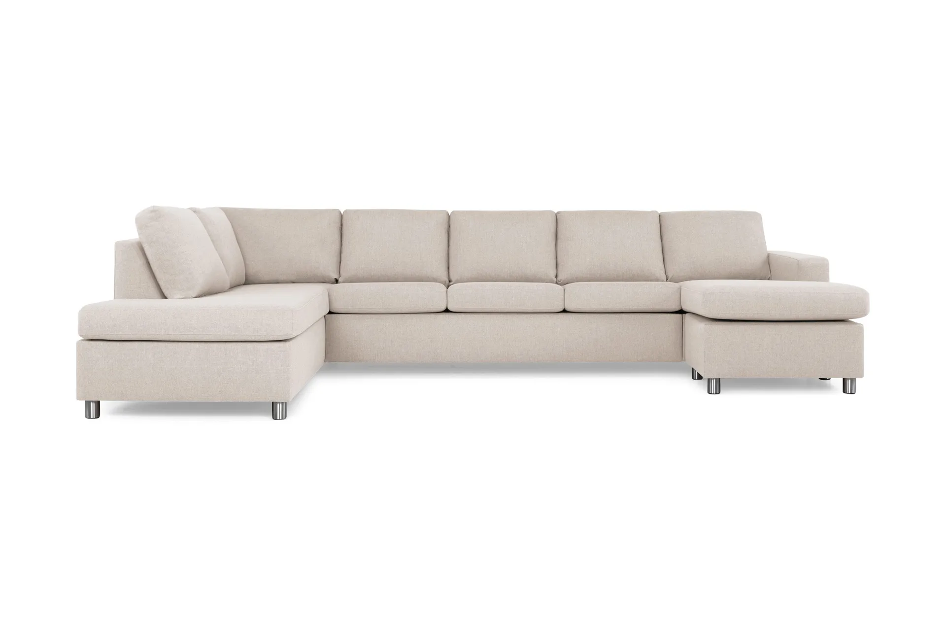 Crazy 5-sits V&auml;nsterv&auml;nd U-formad X-Large Soffa med Divan och Sch&auml;slong i Tyg - Beige