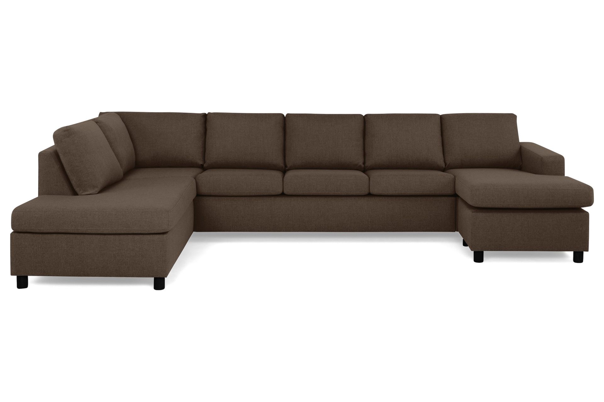 Crazy 5-sits V&auml;nsterv&auml;nd U-formad X-Large Soffa med Divan och Sch&auml;slong i Tyg - Brun
