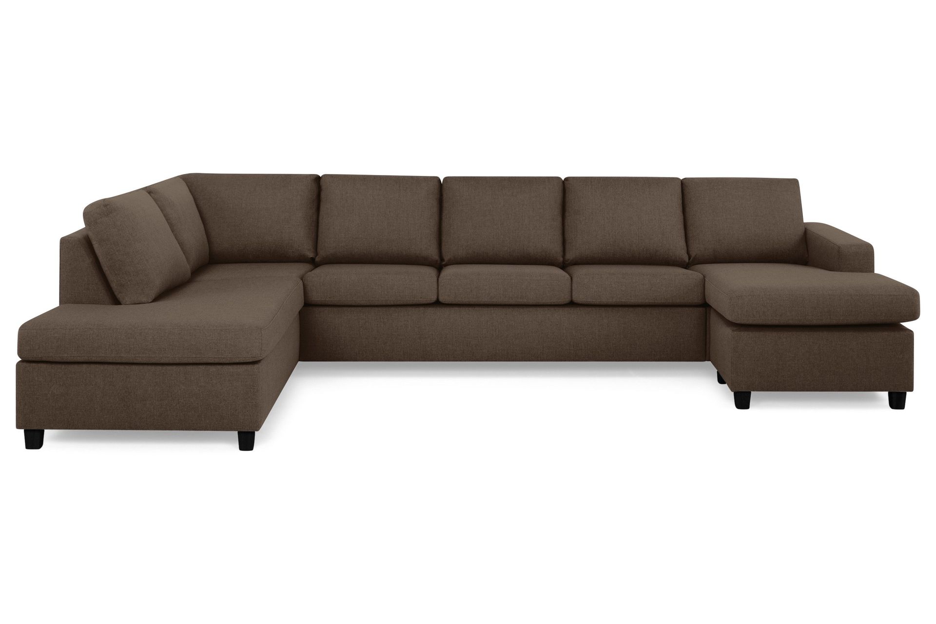 Crazy 5-sits V&auml;nsterv&auml;nd U-formad X-Large Soffa med Divan och Sch&auml;slong i Tyg - Brun