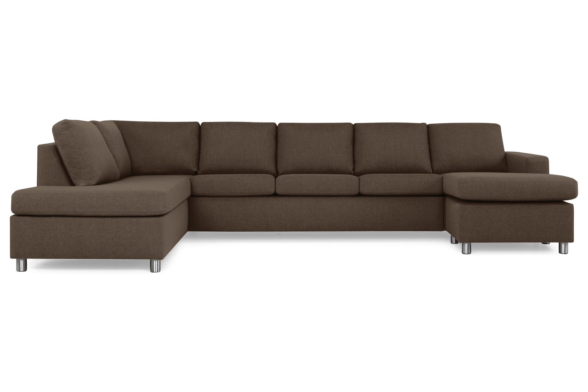 Crazy 5-sits V&auml;nsterv&auml;nd U-formad X-Large Soffa med Divan och Sch&auml;slong i Tyg - Brun
