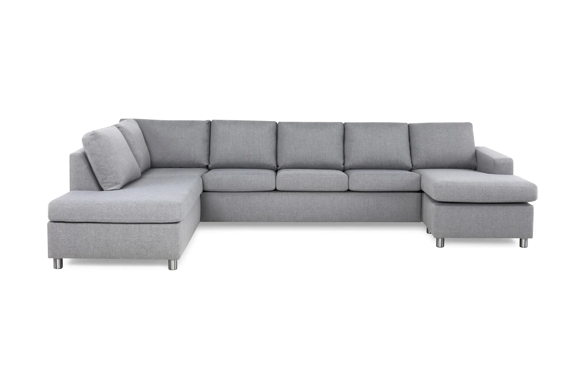 Crazy 5-sits V&auml;nsterv&auml;nd U-formad X-Large Soffa med Divan och Sch&auml;slong i Tyg - Gr&aring;