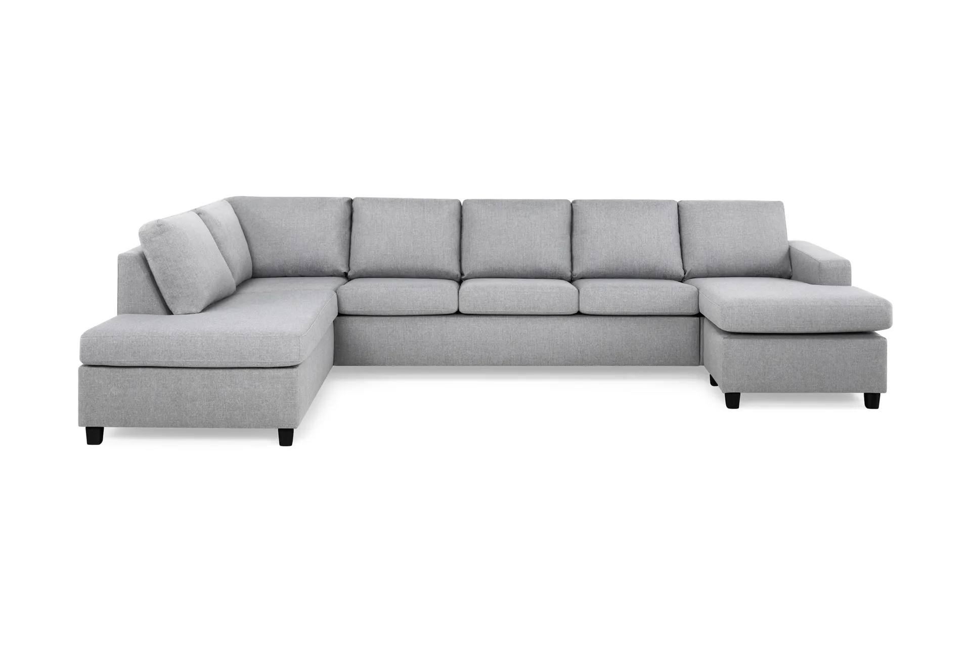 Crazy 5-sits V&auml;nsterv&auml;nd U-formad X-Large Soffa med Divan och Sch&auml;slong i Tyg - Gr&aring;
