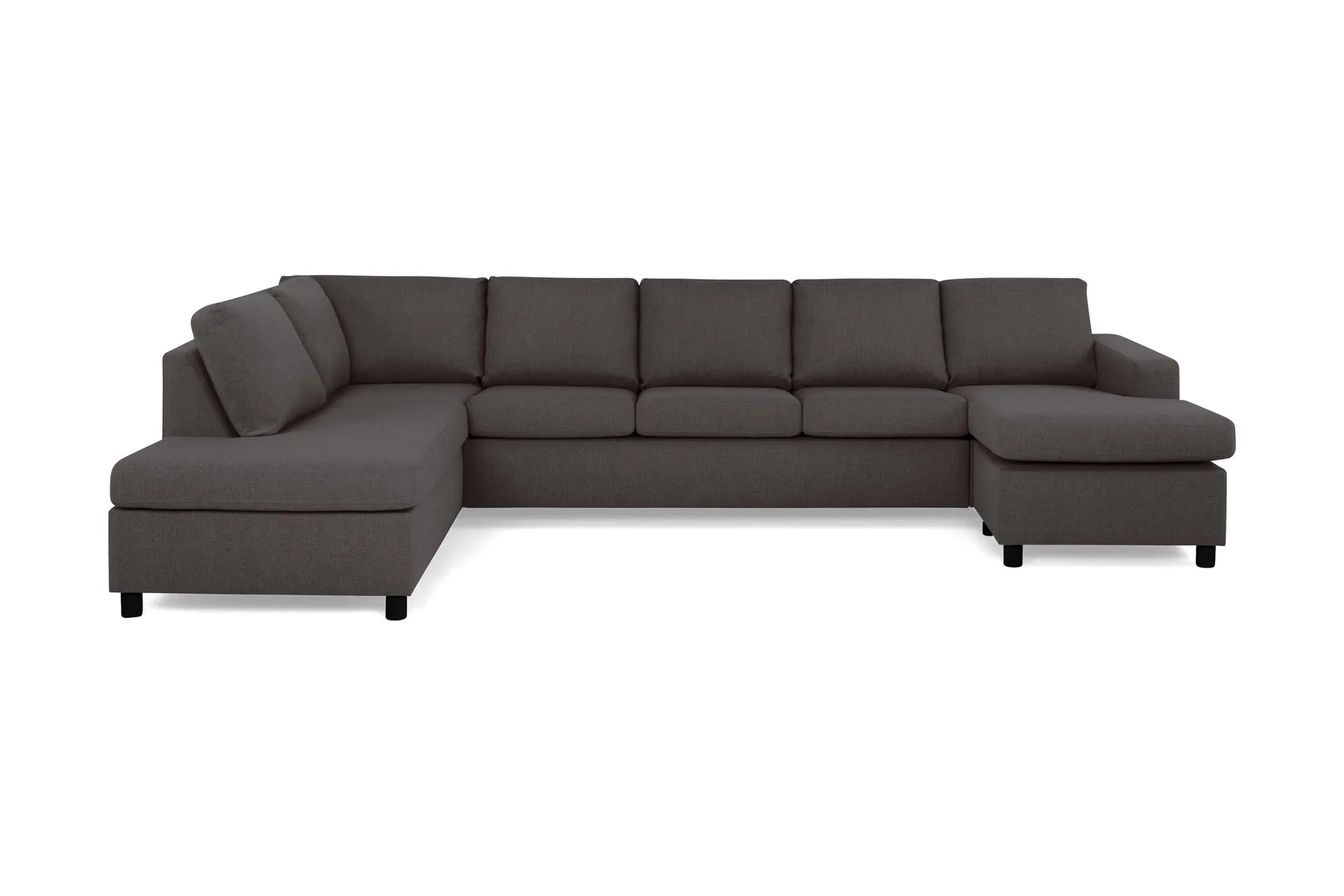 Crazy 5-sits V&auml;nsterv&auml;nd U-formad X-Large Soffa med Divan och Sch&auml;slong i Tyg - M&ouml;rkgr&aring;