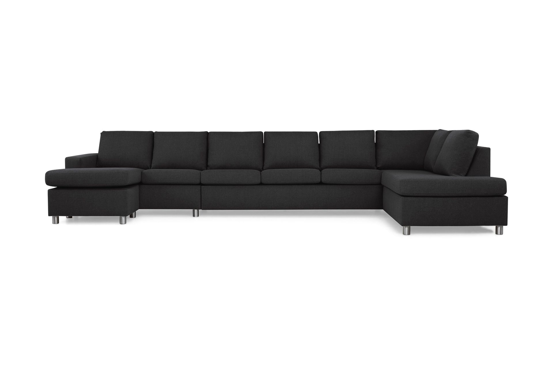 Crazy 6-sits H&ouml;gerv&auml;nd U-formad XX-Large Soffa med Divan och Sch&auml;slong i Tyg - Antracit