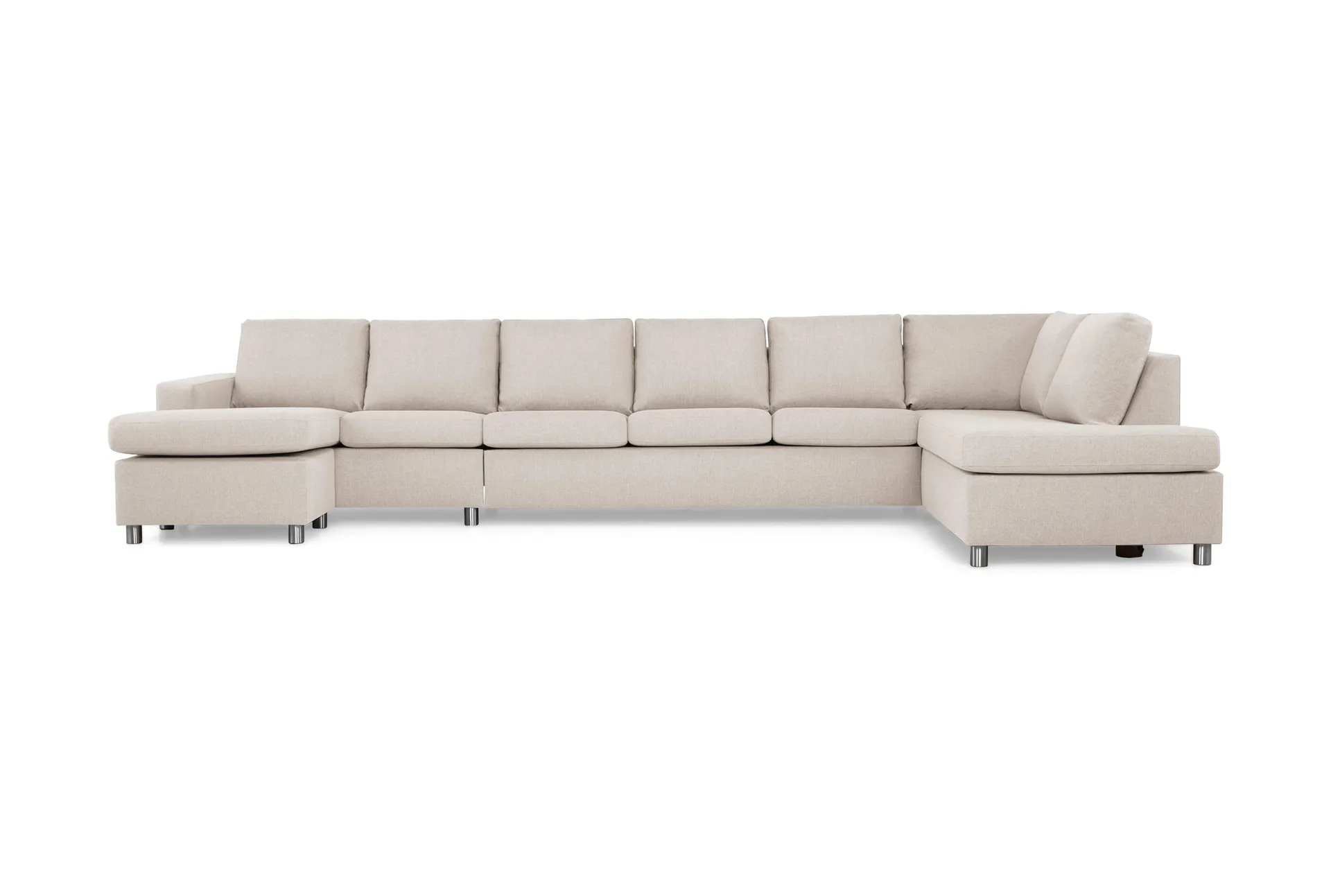 Crazy 6-sits H&ouml;gerv&auml;nd U-formad XX-Large Soffa med Divan och Sch&auml;slong i Tyg - Beige