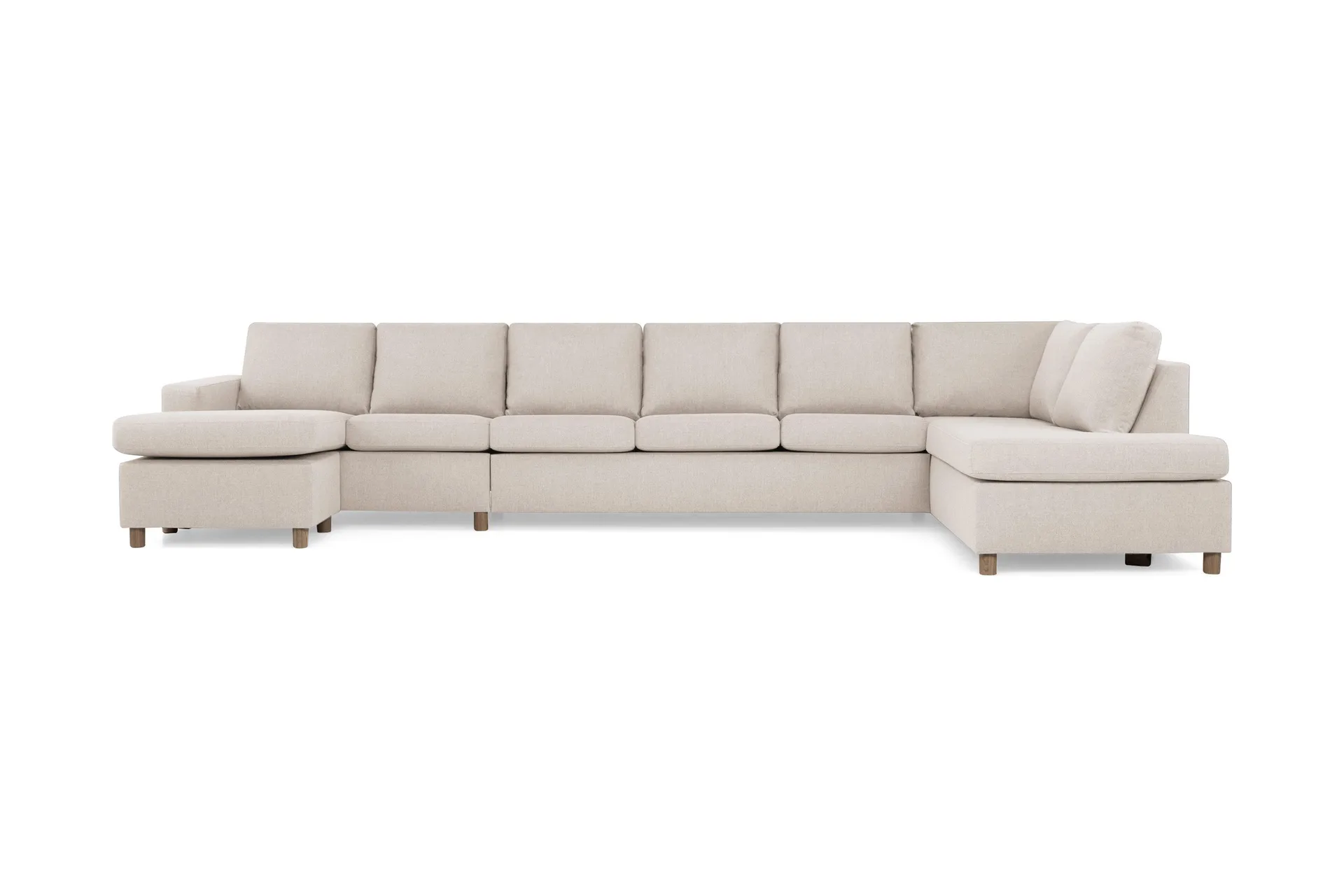 Crazy 6-sits H&ouml;gerv&auml;nd U-formad XX-Large Soffa med Divan och Sch&auml;slong i Tyg - Beige