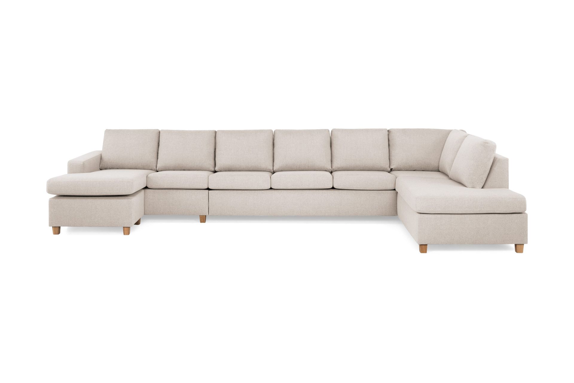 Crazy 6-sits H&ouml;gerv&auml;nd U-formad XX-Large Soffa med Divan och Sch&auml;slong i Tyg - Beige