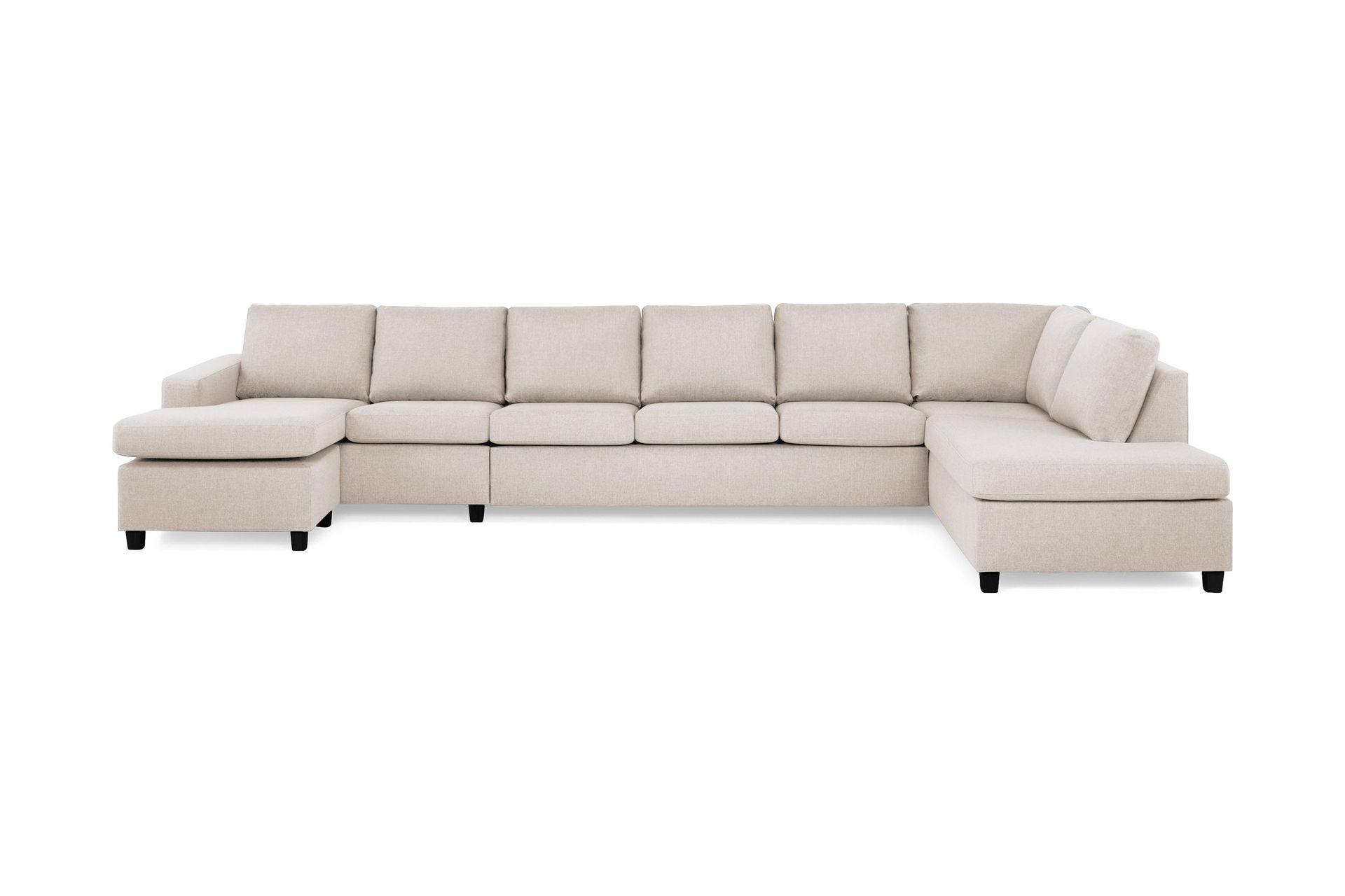 Crazy 6-sits H&ouml;gerv&auml;nd U-formad XX-Large Soffa med Divan och Sch&auml;slong i Tyg - Beige