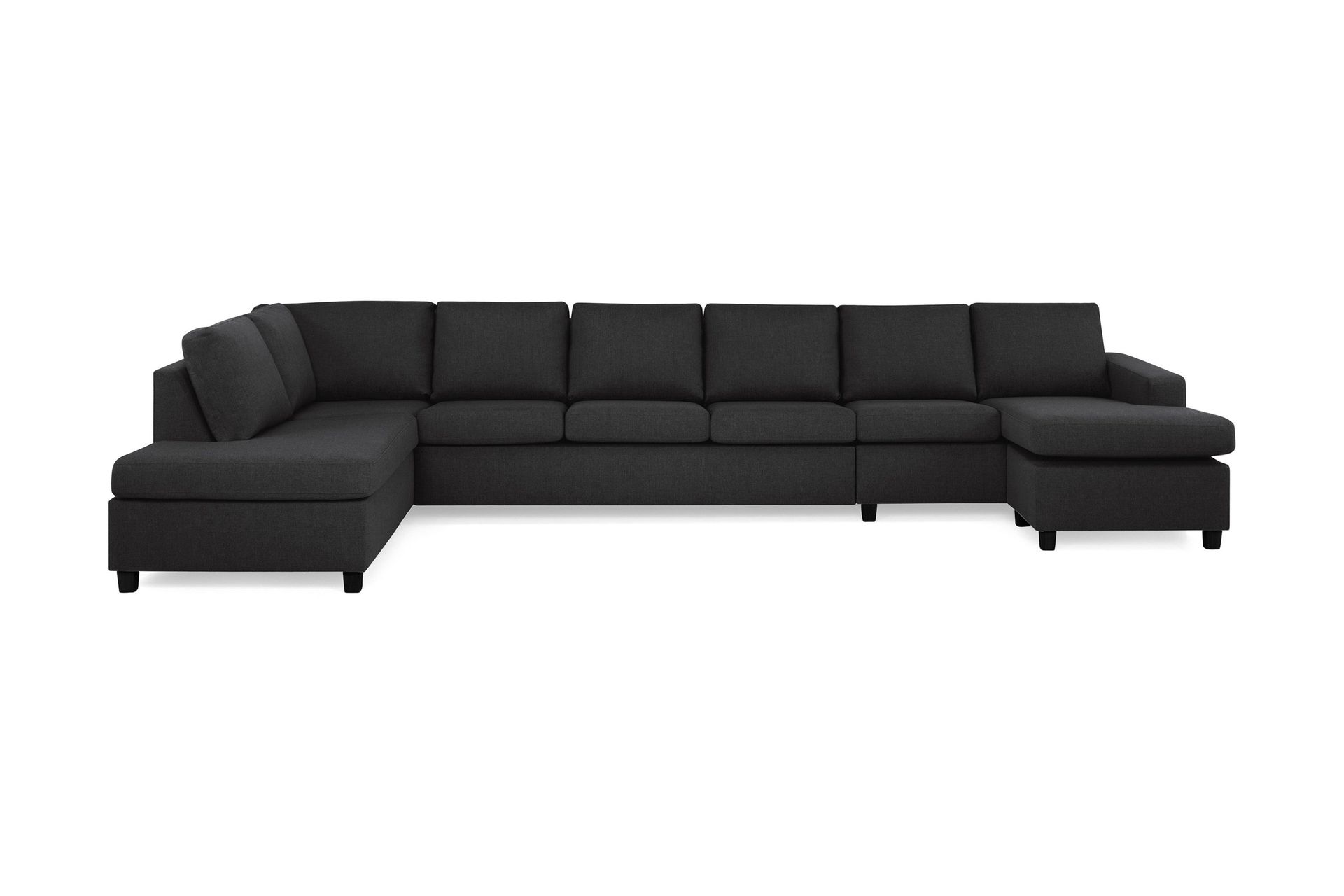 Crazy 6-sits V&auml;nsterv&auml;nd U-formad XX-Large Soffa med Divan och Sch&auml;slong i Tyg - Antracit