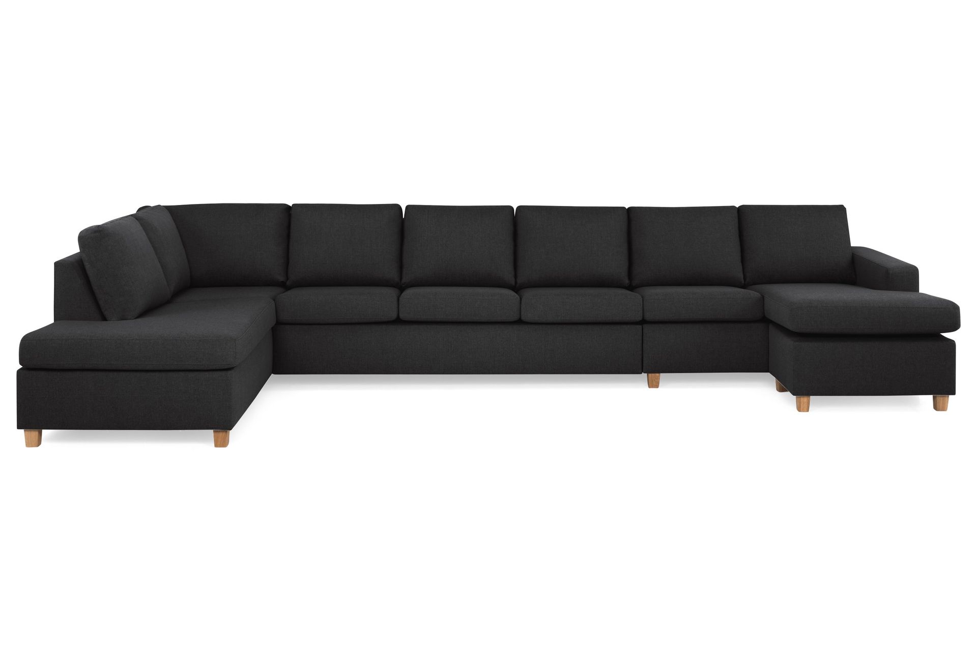 Crazy 6-sits V&auml;nsterv&auml;nd U-formad XX-Large Soffa med Divan och Sch&auml;slong i Tyg - Antracit