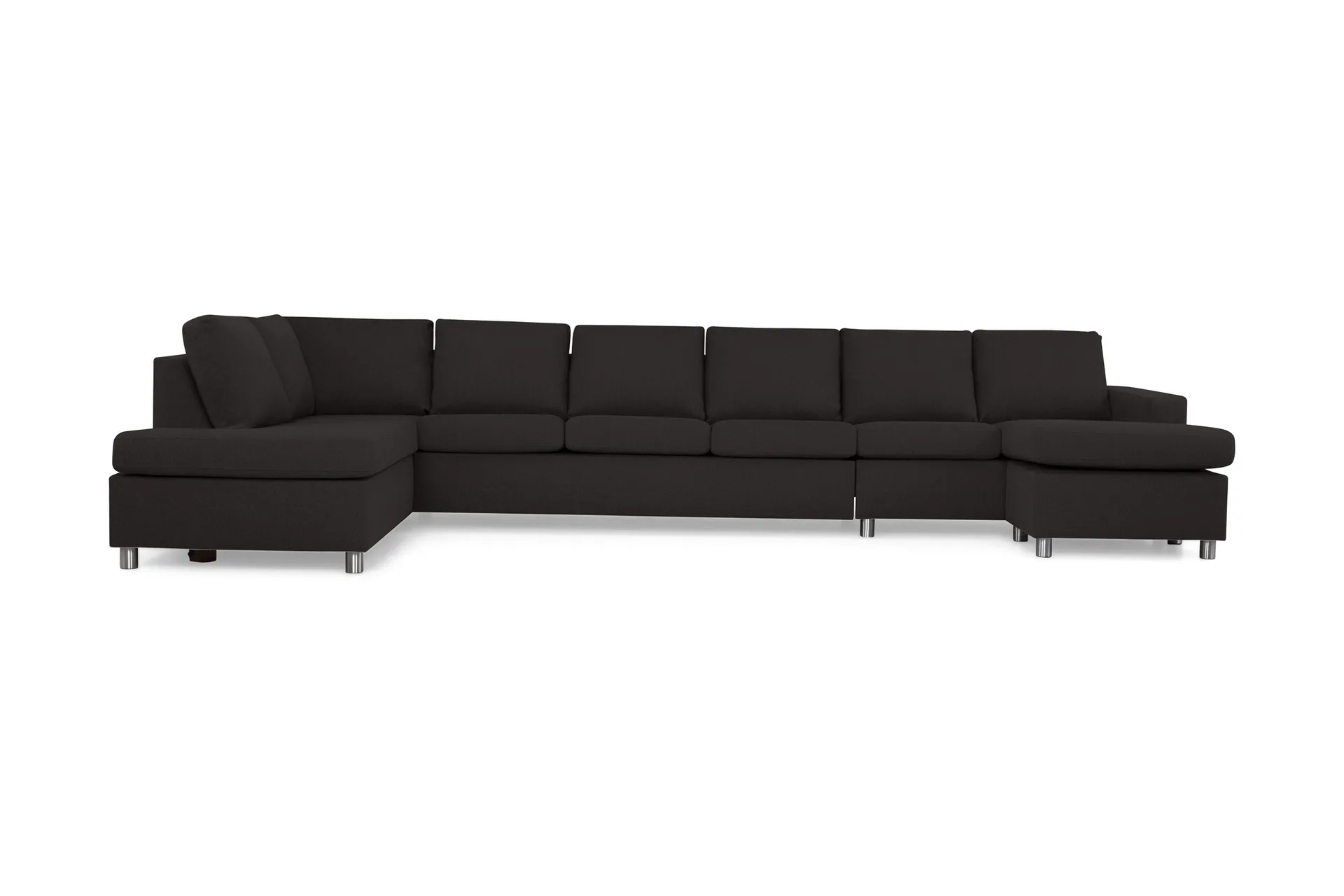 Crazy 6-sits V&auml;nsterv&auml;nd U-formad XX-Large Soffa med Divan och Sch&auml;slong i Tyg - Antracit