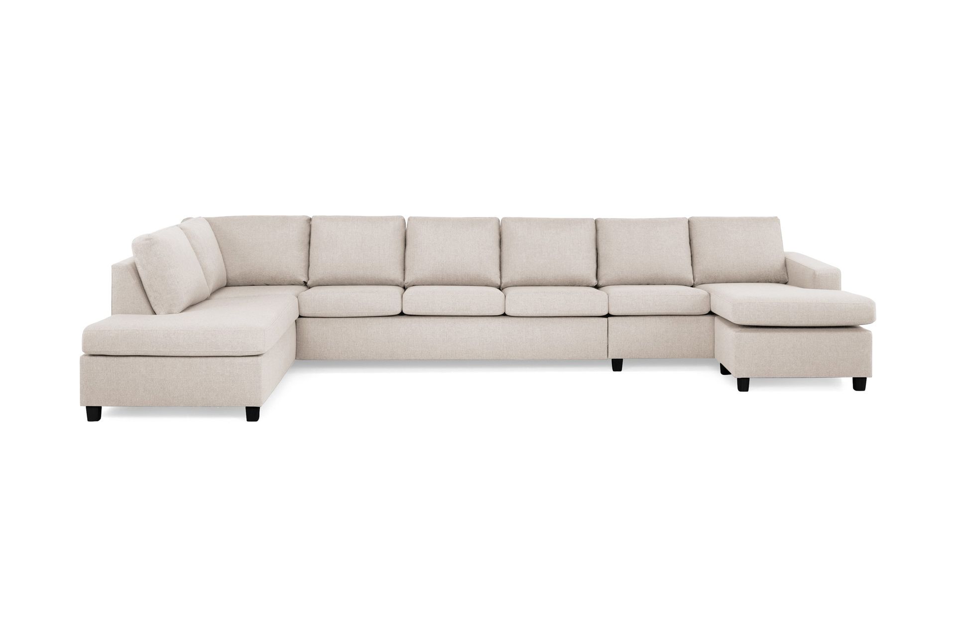 Crazy 6-sits V&auml;nsterv&auml;nd U-formad XX-Large Soffa med Divan och Sch&auml;slong i Tyg - Beige