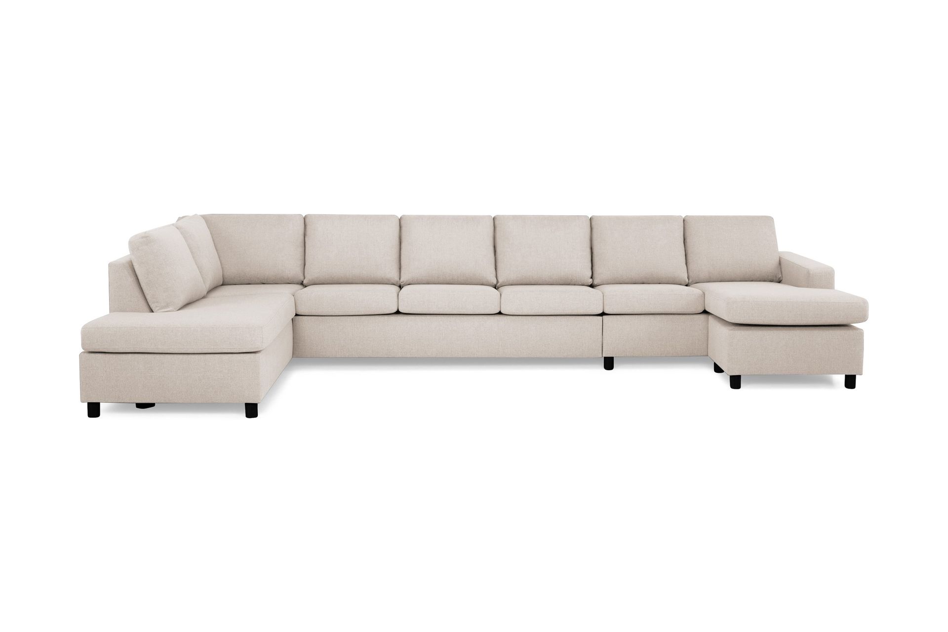 Crazy 6-sits V&auml;nsterv&auml;nd U-formad XX-Large Soffa med Divan och Sch&auml;slong i Tyg - Beige