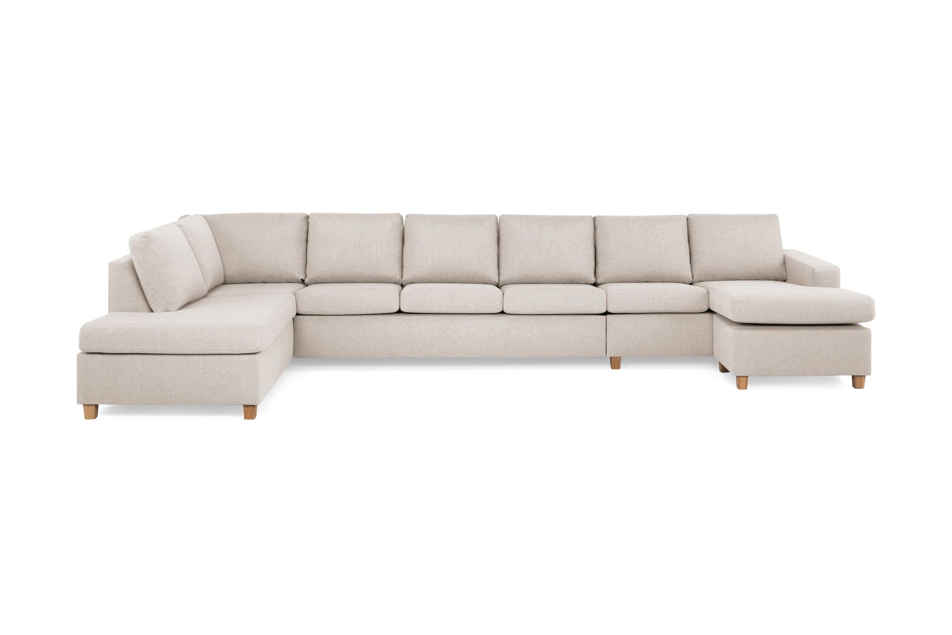 Crazy 6-sits V&auml;nsterv&auml;nd U-formad XX-Large Soffa med Divan och Sch&auml;slong i Tyg - Beige