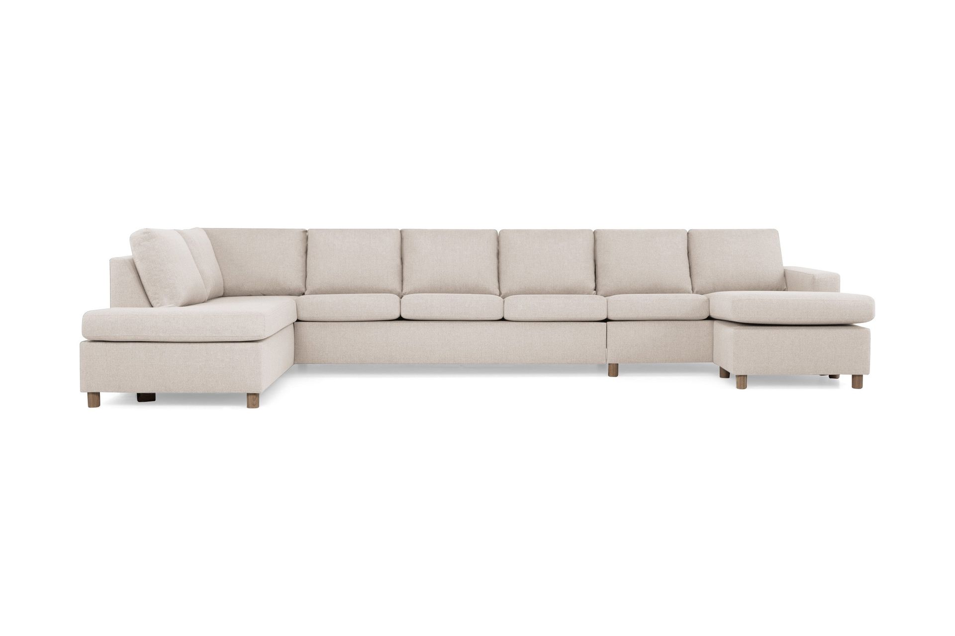 Crazy 6-sits V&auml;nsterv&auml;nd U-formad XX-Large Soffa med Divan och Sch&auml;slong i Tyg - Beige