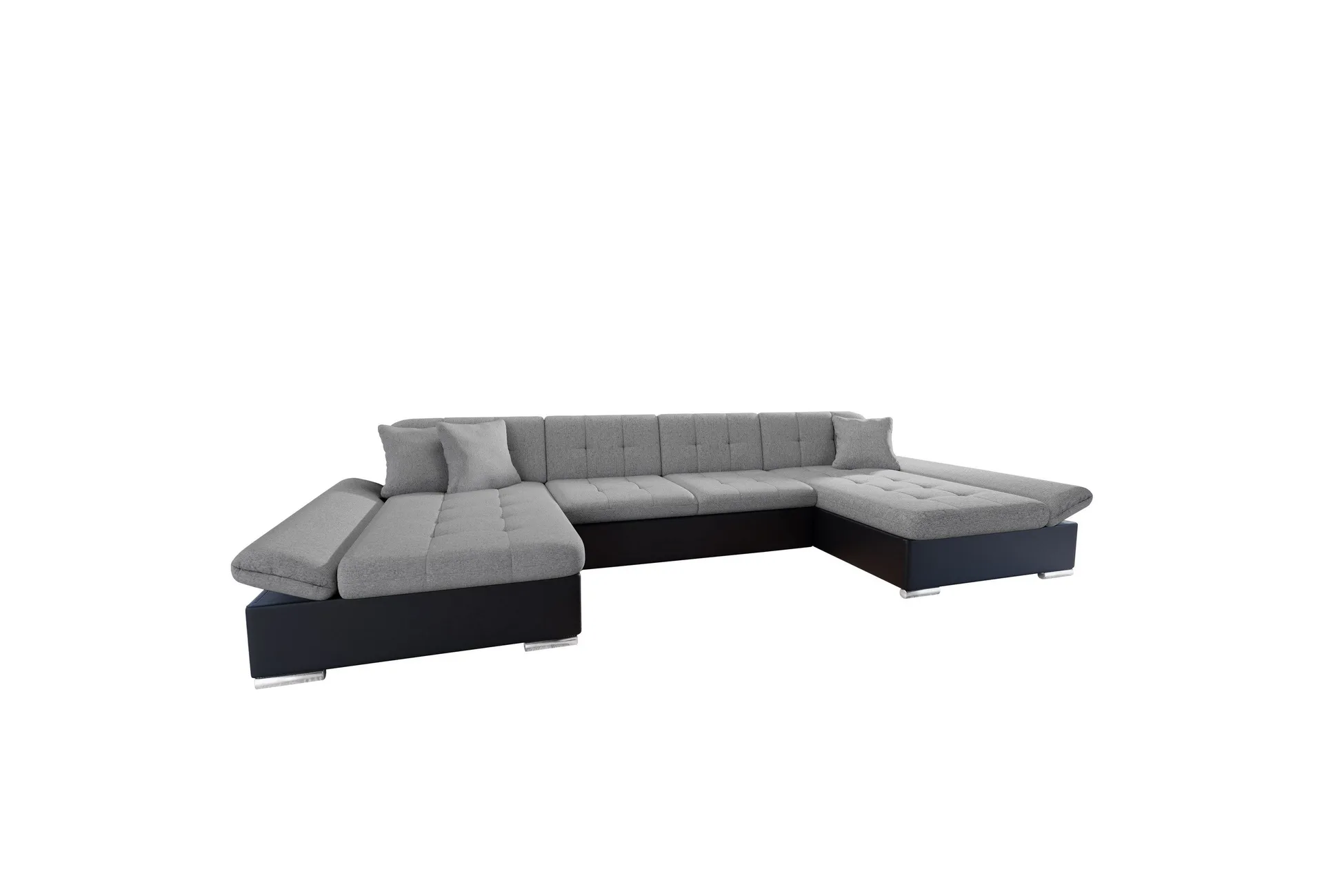 Dewitt B&auml;ddsoffa Dubbelsch&auml;slong 4-sits i Konstl&auml;der - Svart/Gr&aring;
