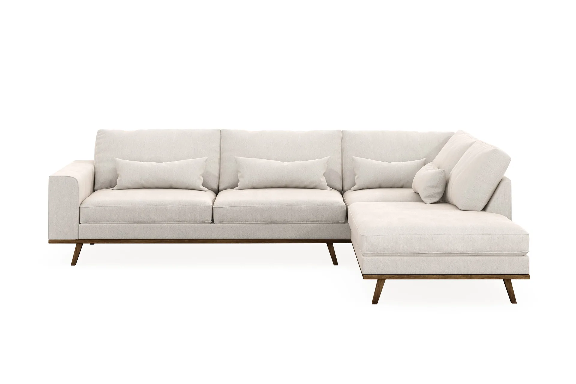 copenhagen 4-sits högervänd l-formad schäslongsoffa i sammet - krämvit