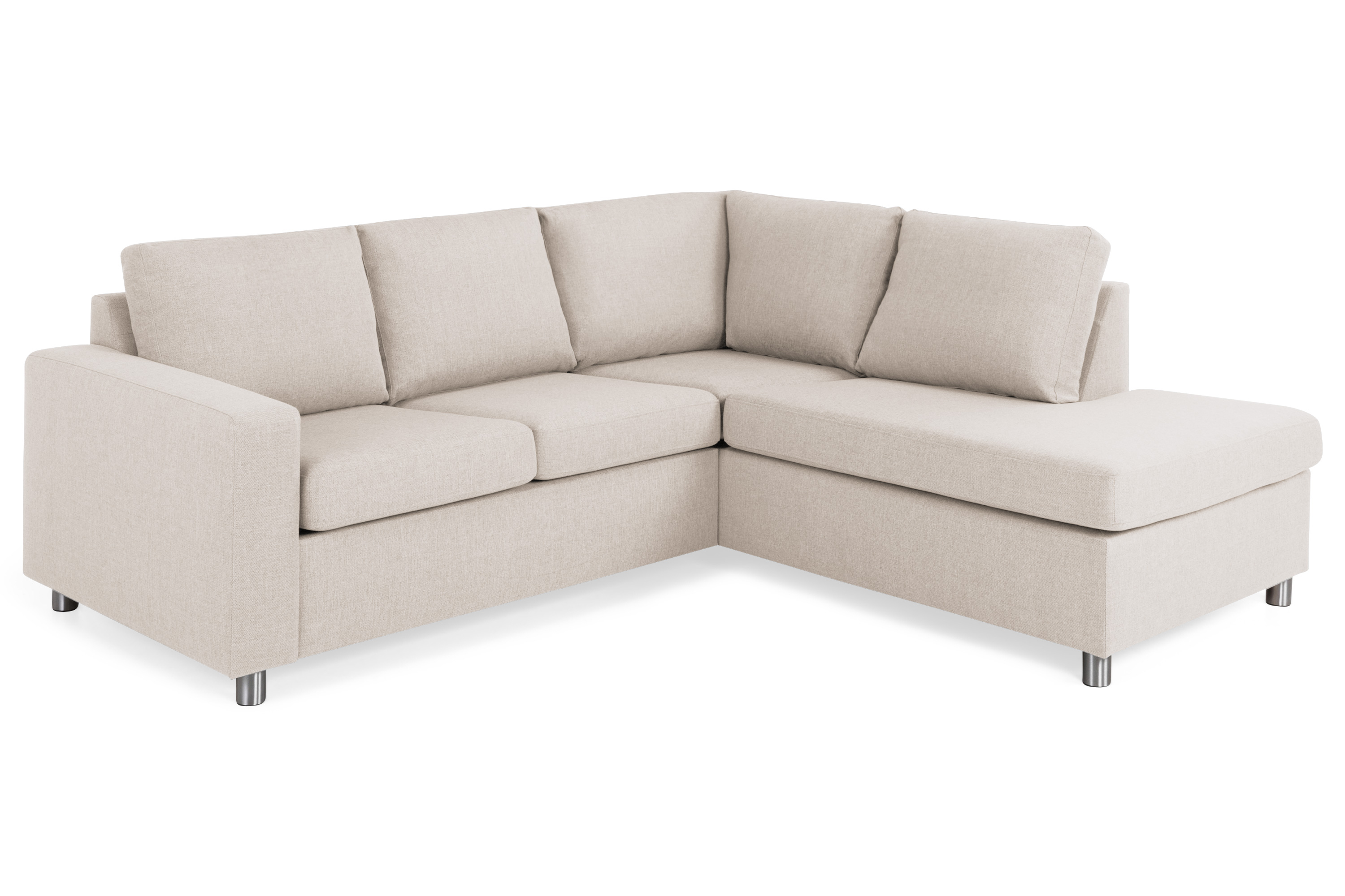 crazy 3-sits högervänd l-formad schäslongsoffa i tyg - beige