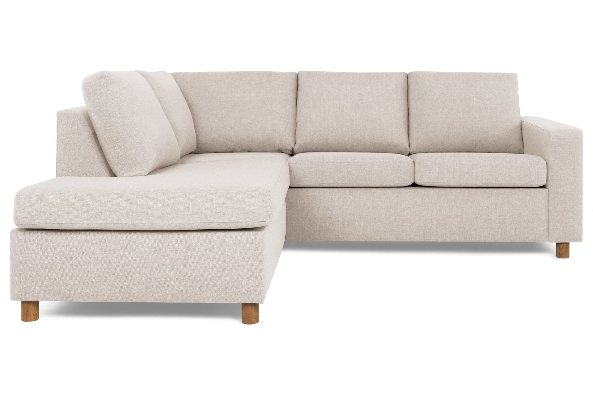Crazy 3-sits V&auml;nsterv&auml;nd L-formad Sch&auml;slongsoffa i Tyg - Beige