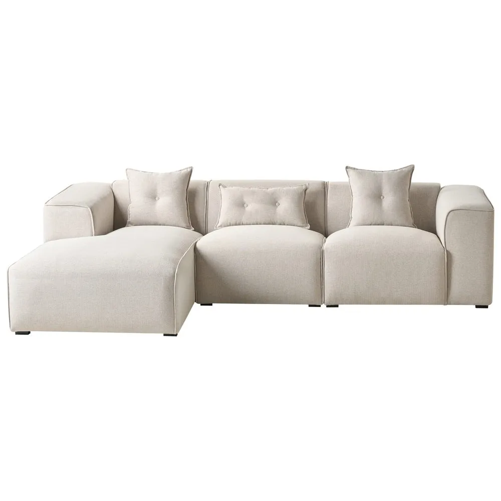 3-sits soffa Dolva - Beige, svart/Högervänd/Polyester