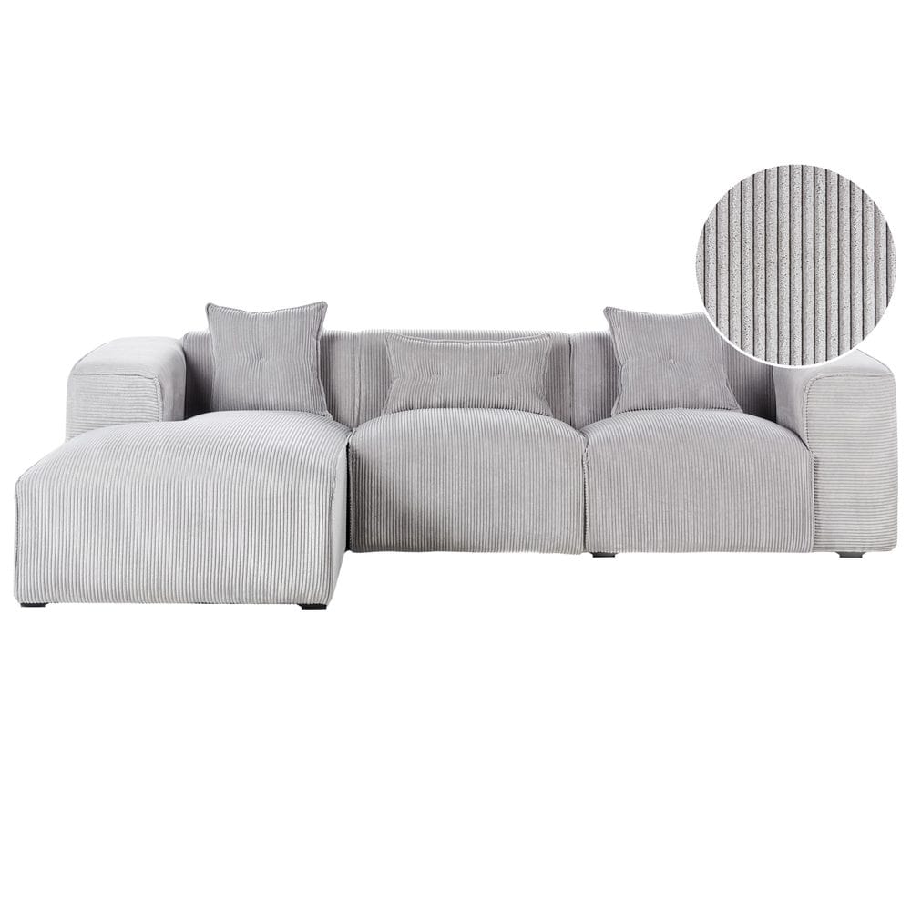 3-sits soffa Dolva - Grå, svart/Högervänd/Manchestertyg