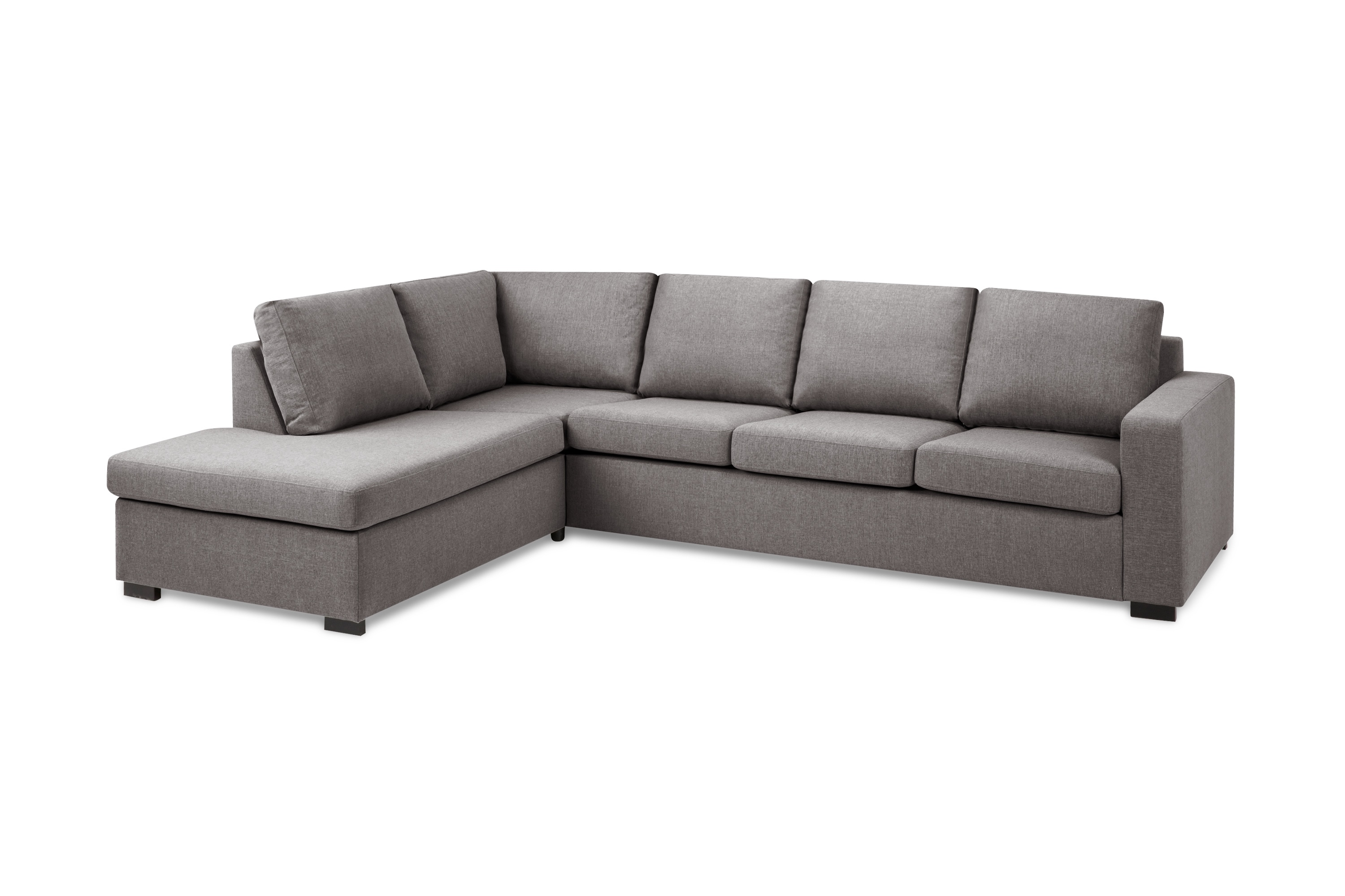 Crazy Limited Edition 4-sits Vänstervänd L-formad Djup Schäslongsoffa i Tyg Grå