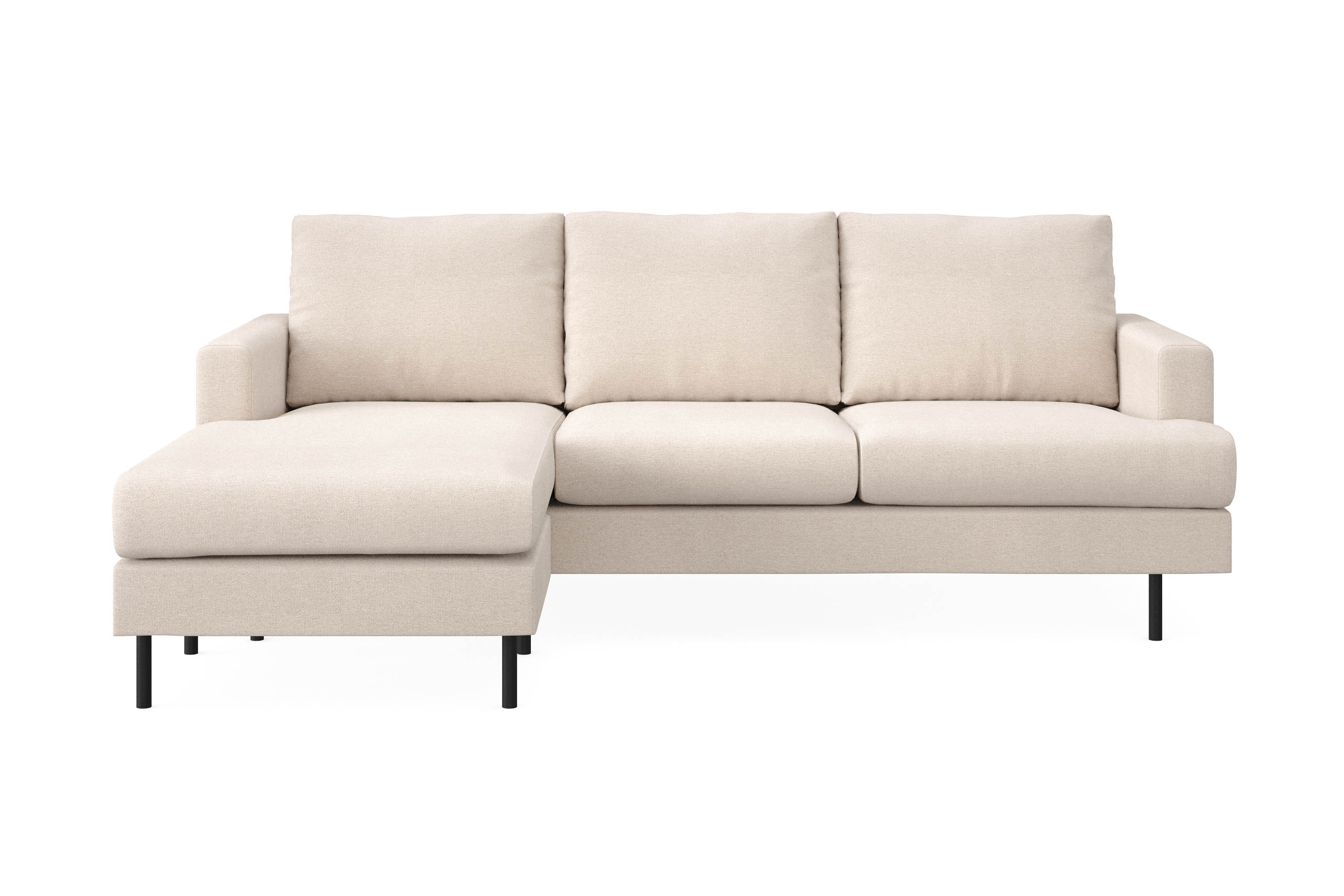 menard compact 3-sits vänstervänd l-formad divansoffa i tyg - beige