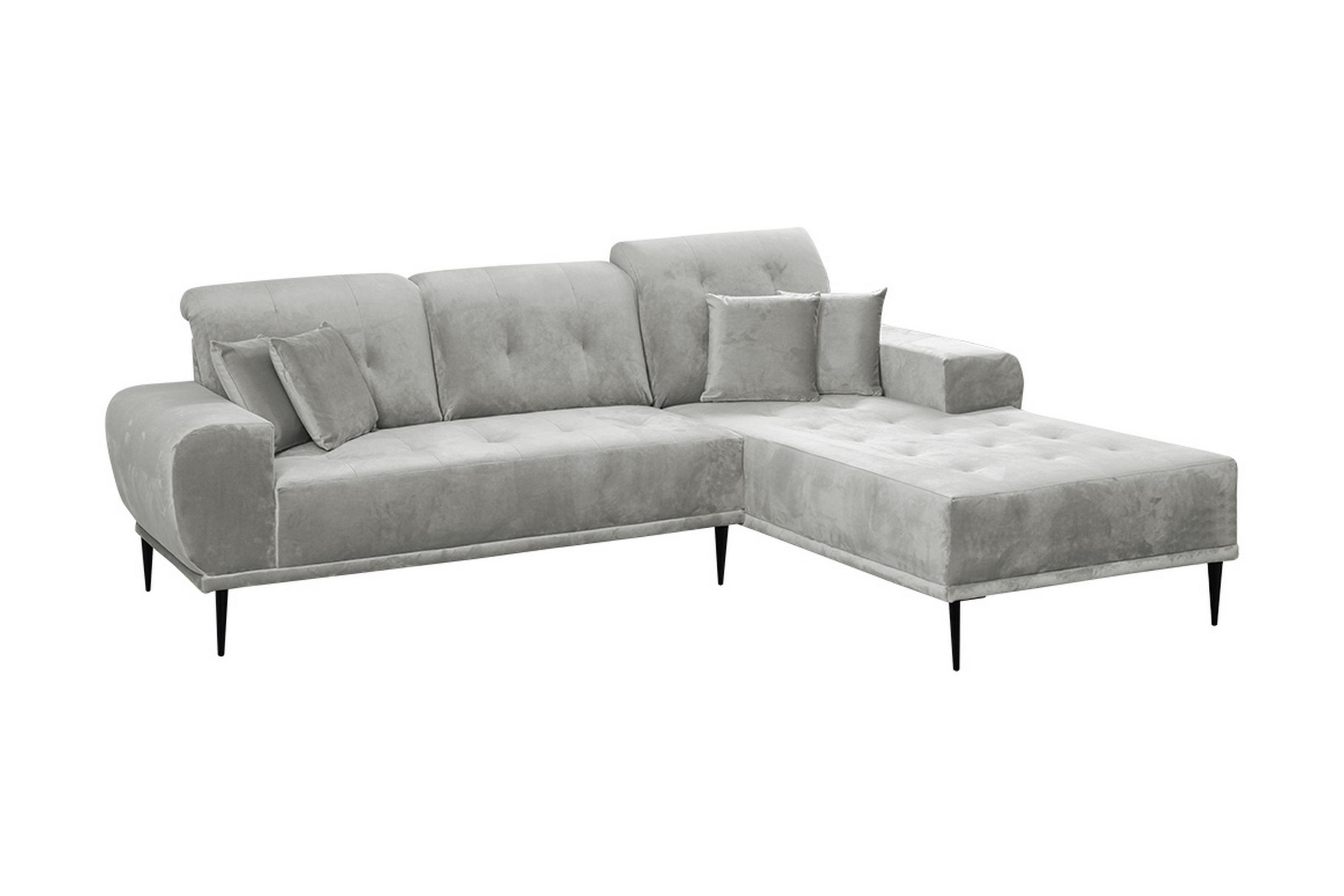 3-sits Soffa med Divan Rapana Höger med Kuddar Sammet/Ljusgrå