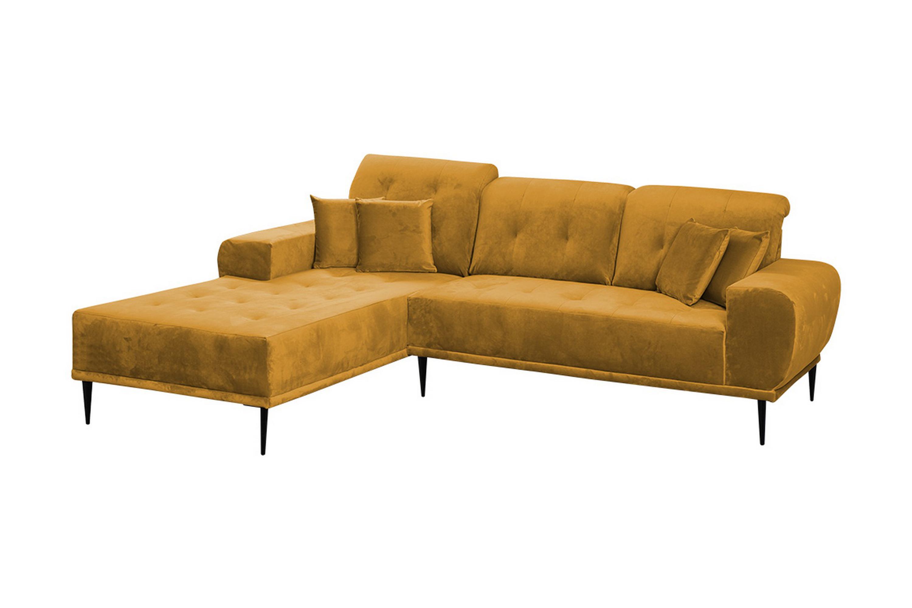 3-sits Soffa med Divan Rapana Vänster med Kuddar Sammet/Gul