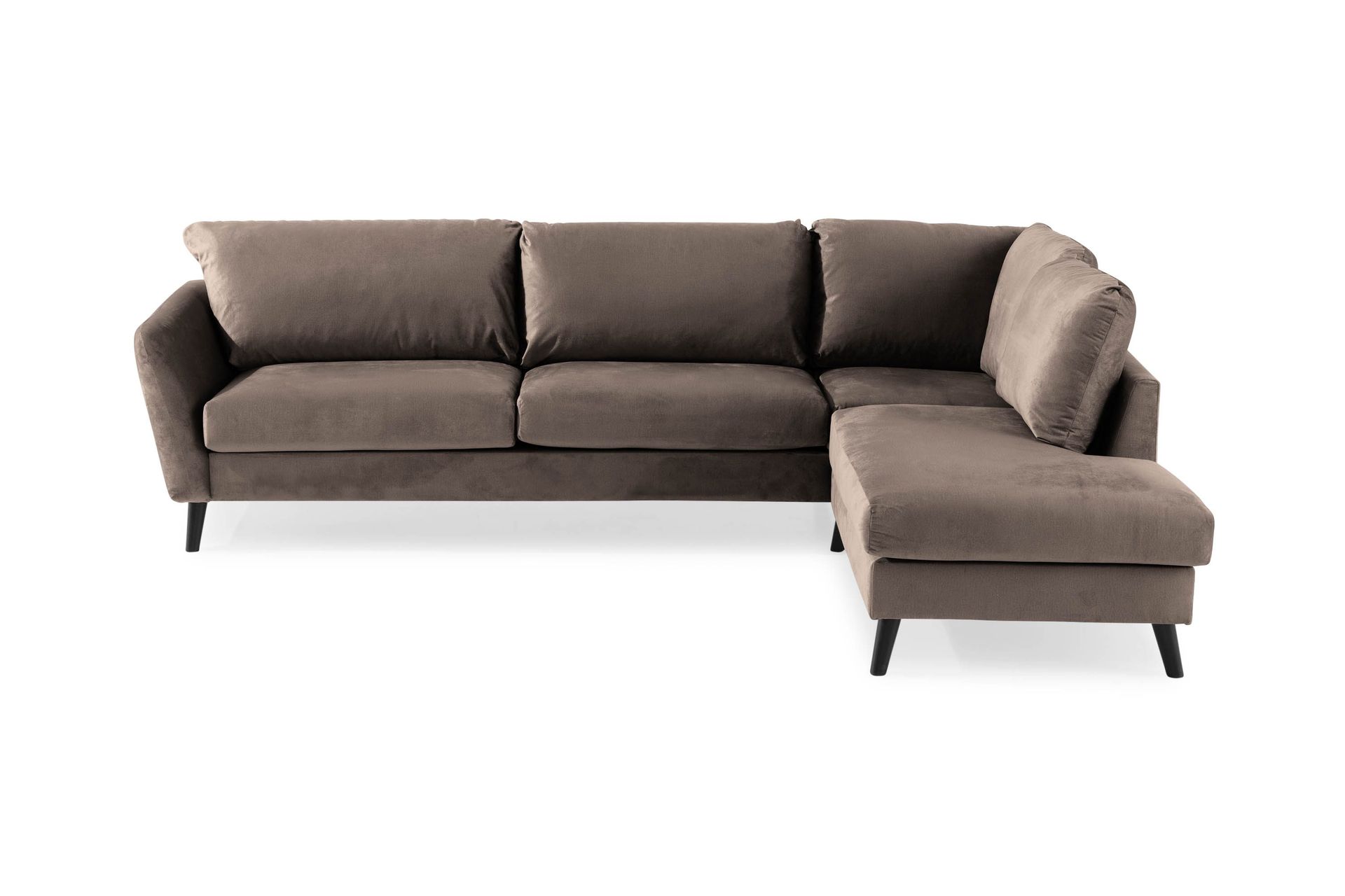 Trend 4-sits H&ouml;gerv&auml;nd L-formad Sch&auml;slongsoffa i Sammet - Brun