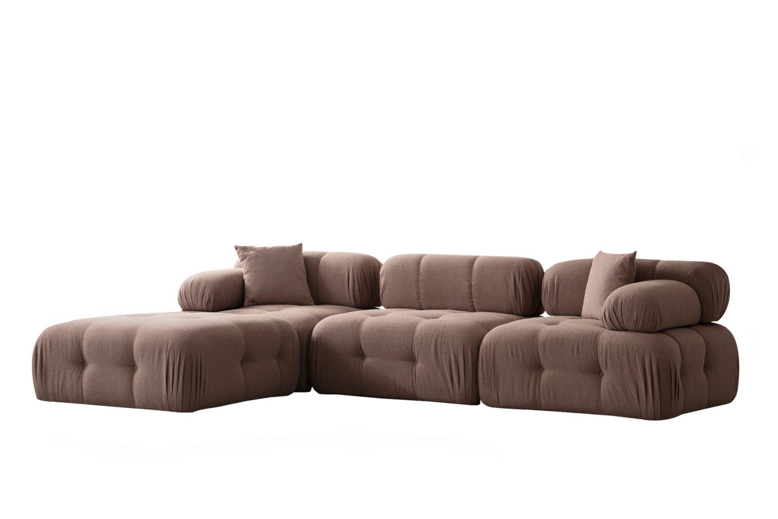Bubblig Divansoffa 3-sits 315 cm Belgin Brun