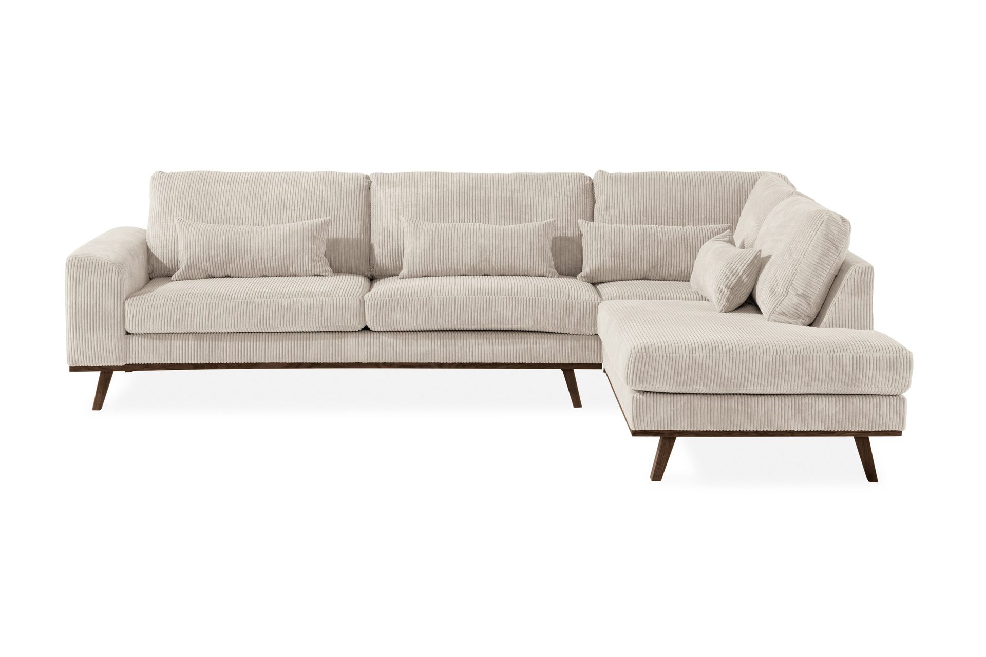 Copenhagen 4-sits H&ouml;gerv&auml;nd L-formad Sch&auml;slongsoffa i Manchester - Beige