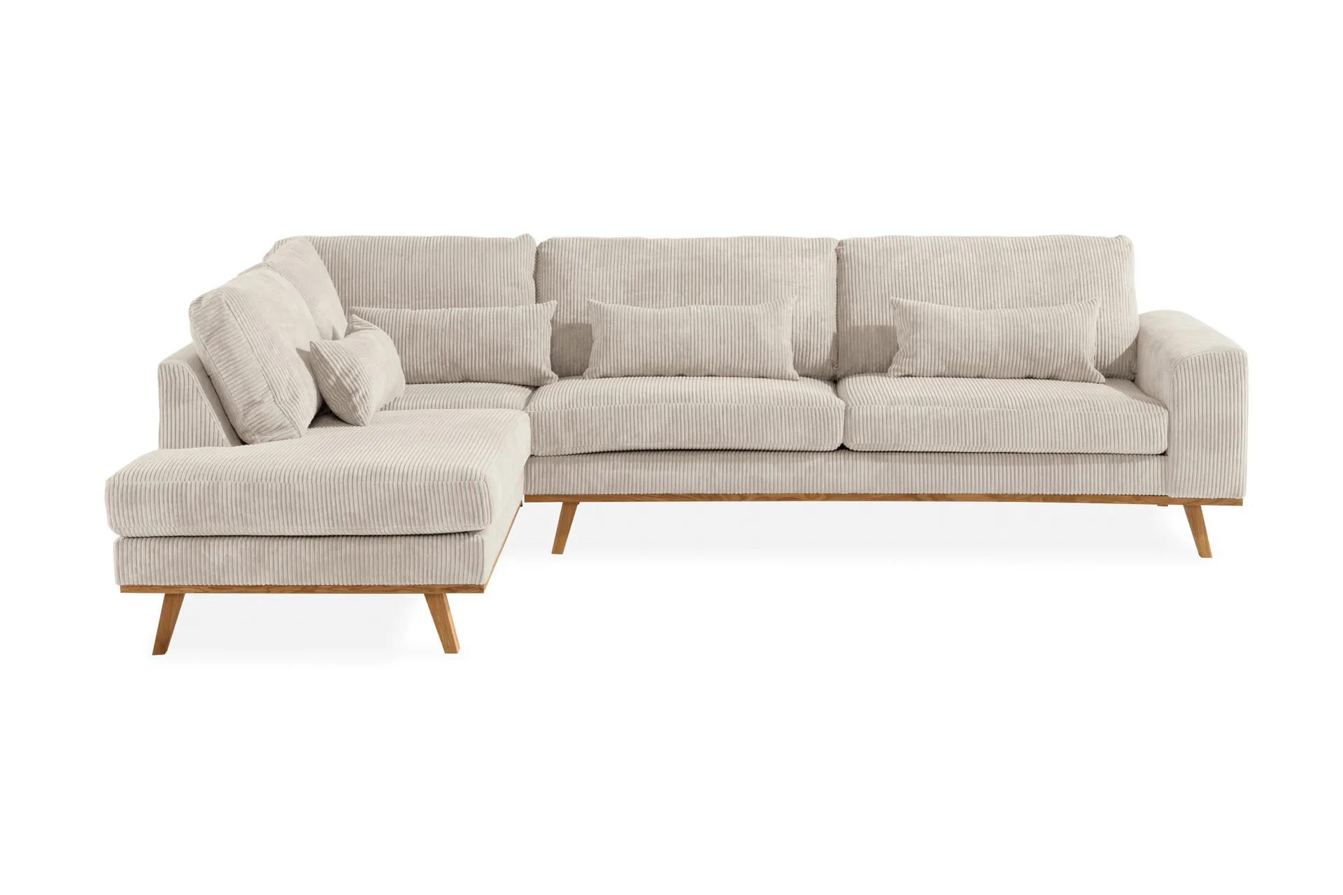Copenhagen 4-sits V&auml;nsterv&auml;nd L-formad Sch&auml;slongsoffa i Manchester - Beige