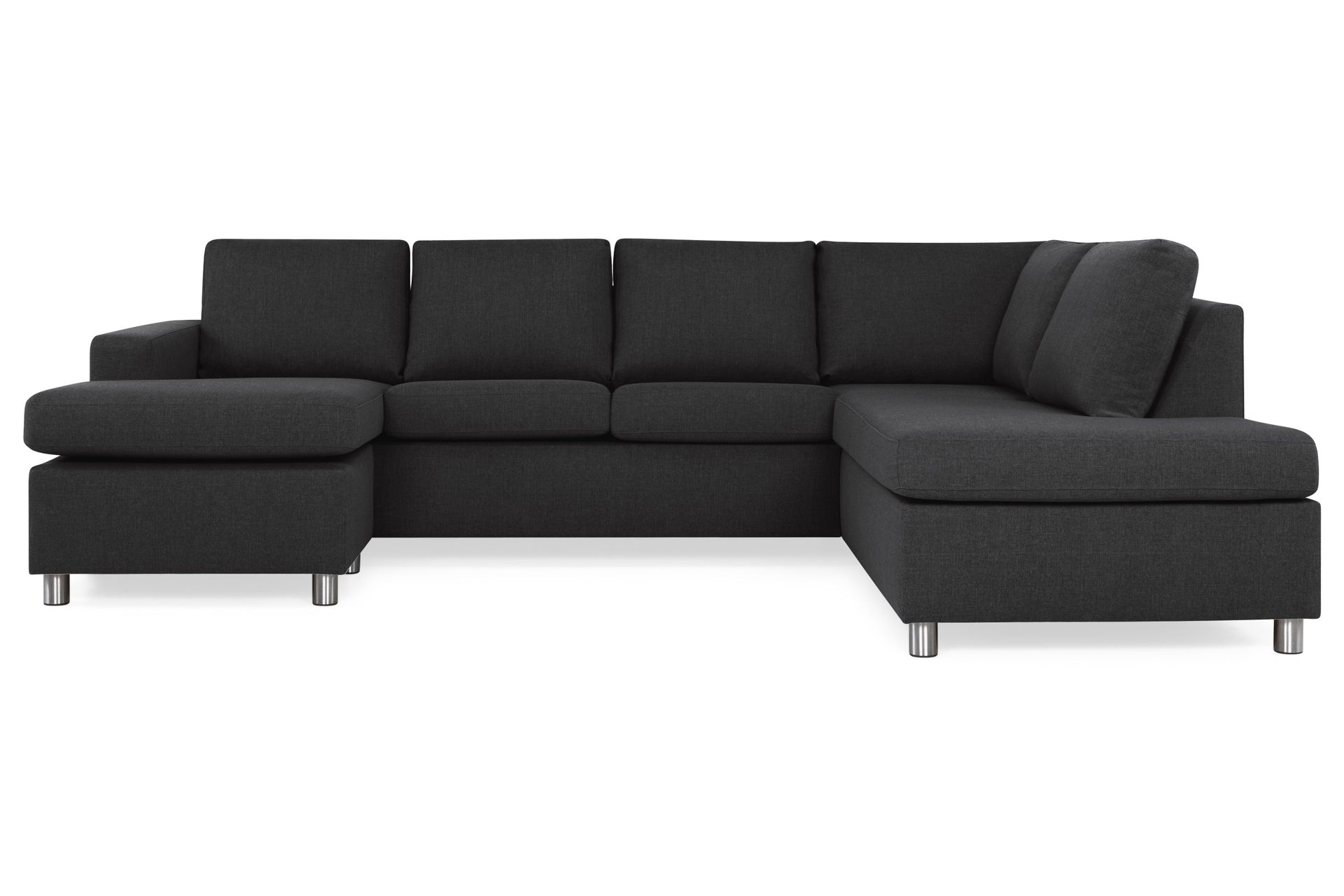 Crazy 4-sits H&ouml;gerv&auml;nd U-formad Large Soffa med Divan och Sch&auml;slong i Tyg - Antracit