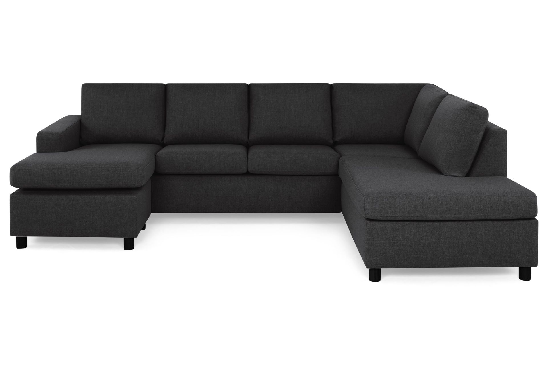 Crazy 4-sits H&ouml;gerv&auml;nd U-formad Large Soffa med Divan och Sch&auml;slong i Tyg - Antracit