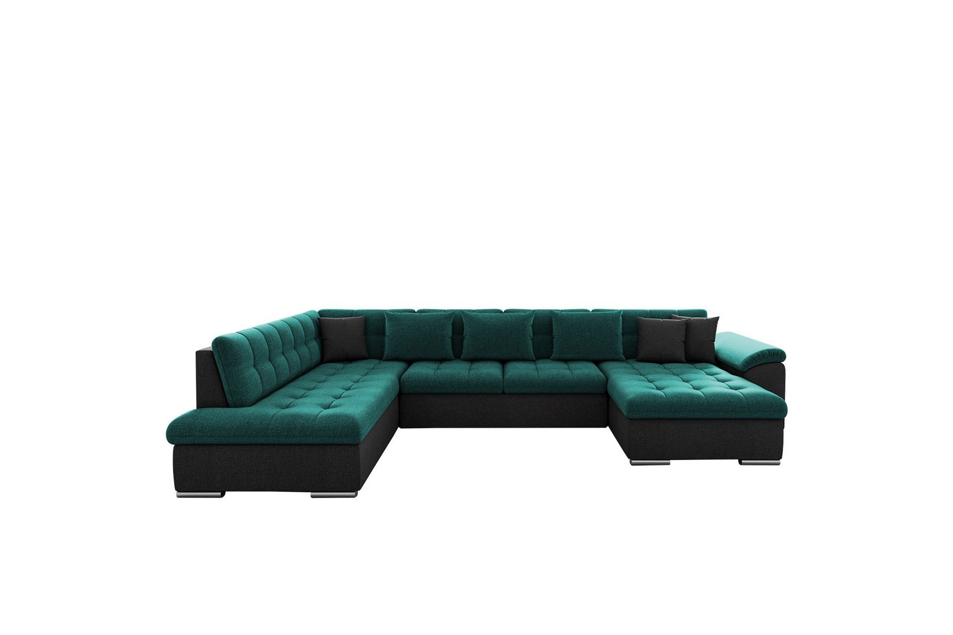 Dynir Soffa med Divan och Sch&auml;slong 4-sits - Svart/Gr&ouml;n