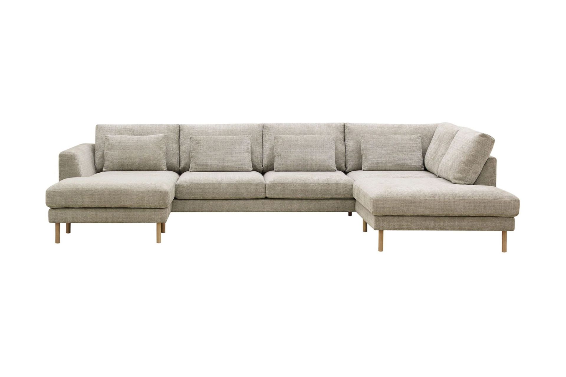 Florenz 4-sits H&ouml;gerv&auml;nd U-formad Soffa med Divan och Sch&auml;slong i Chenille - Gr&aring;/Beige