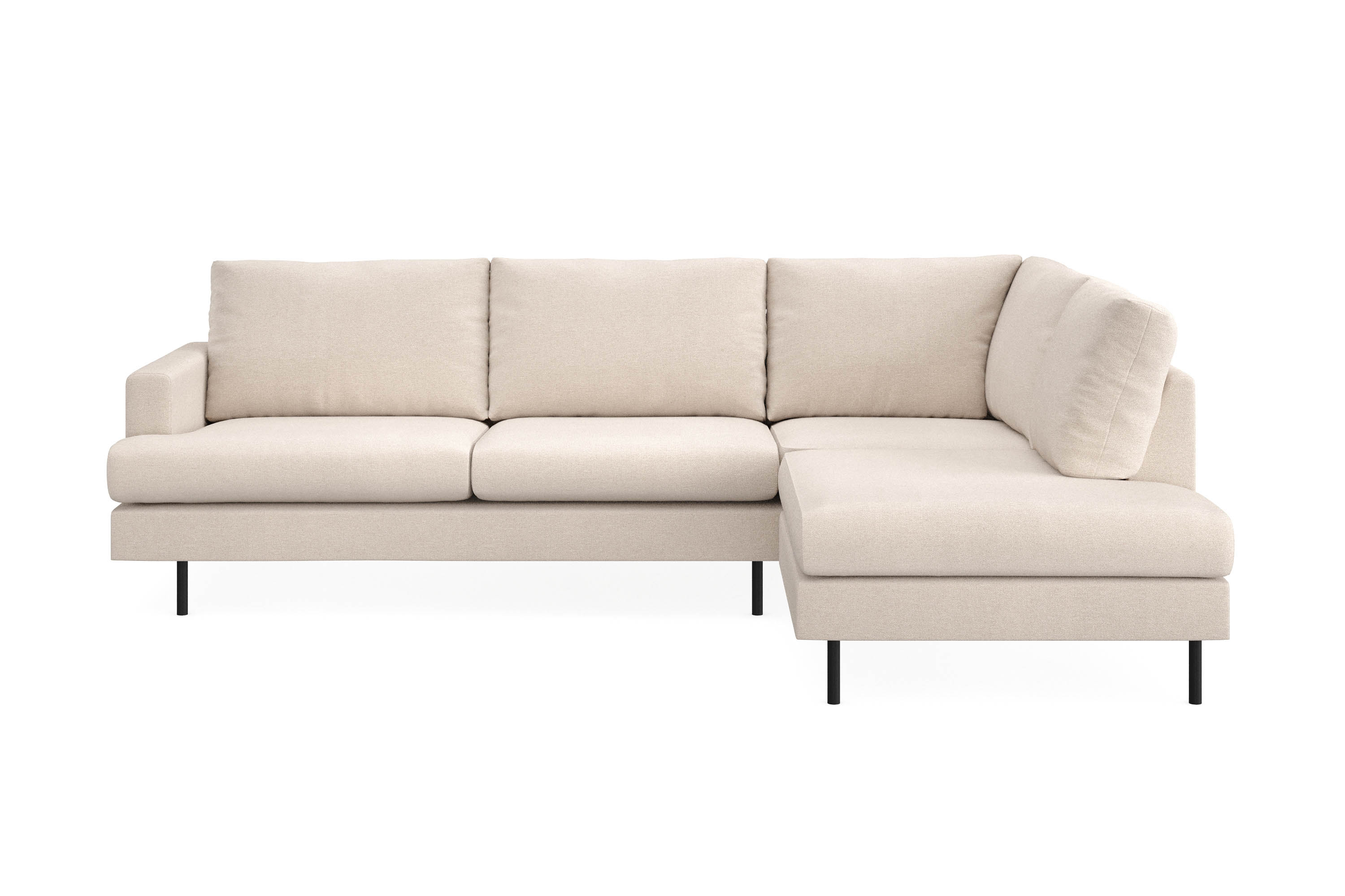 Menard Compact 4-sits Högervänd L-formad Schäslongsoffa i Tyg Beige