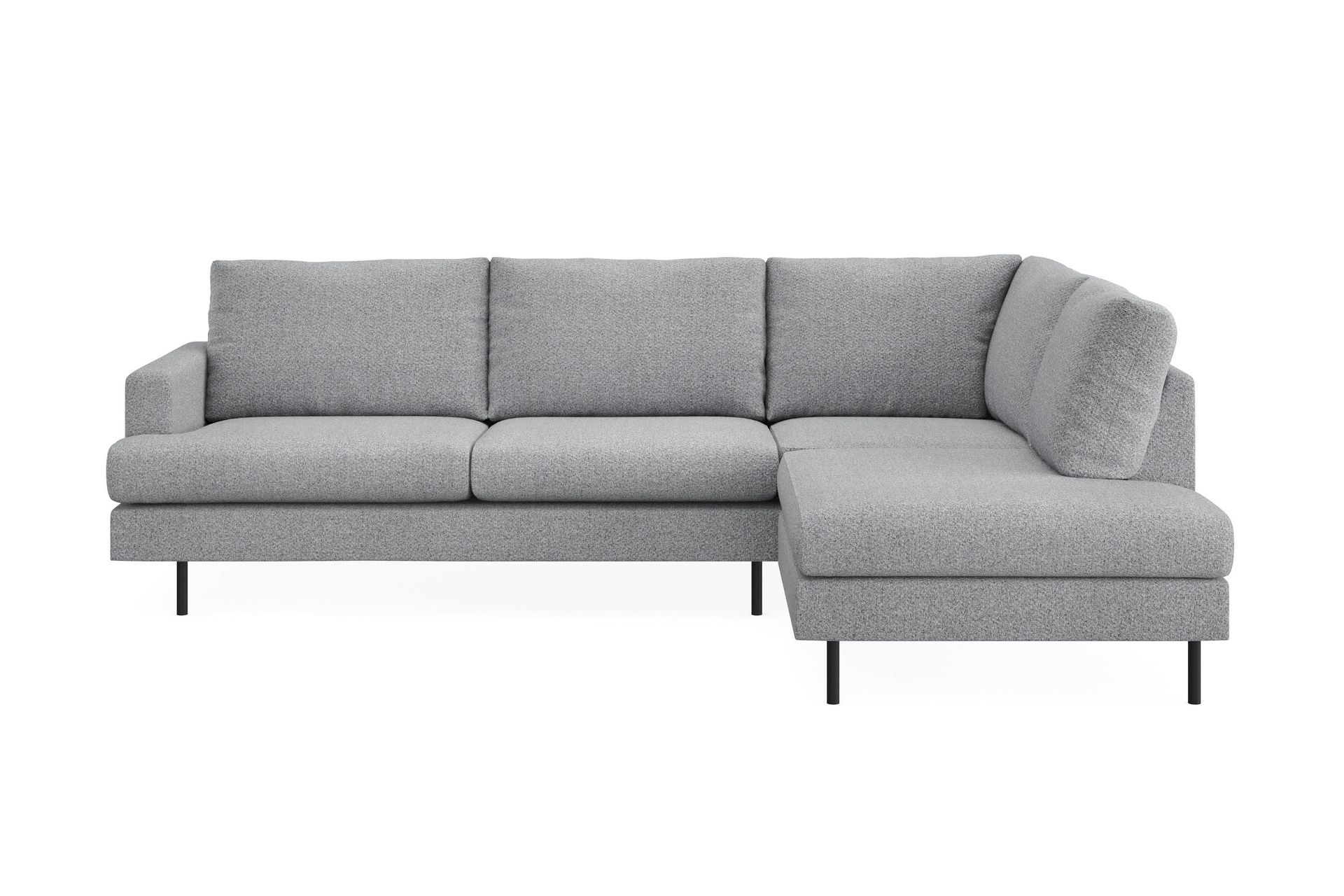Menard Compact 4-sits H&ouml;gerv&auml;nd L-formad Sch&auml;slongsoffa i Tyg - Gr&aring;