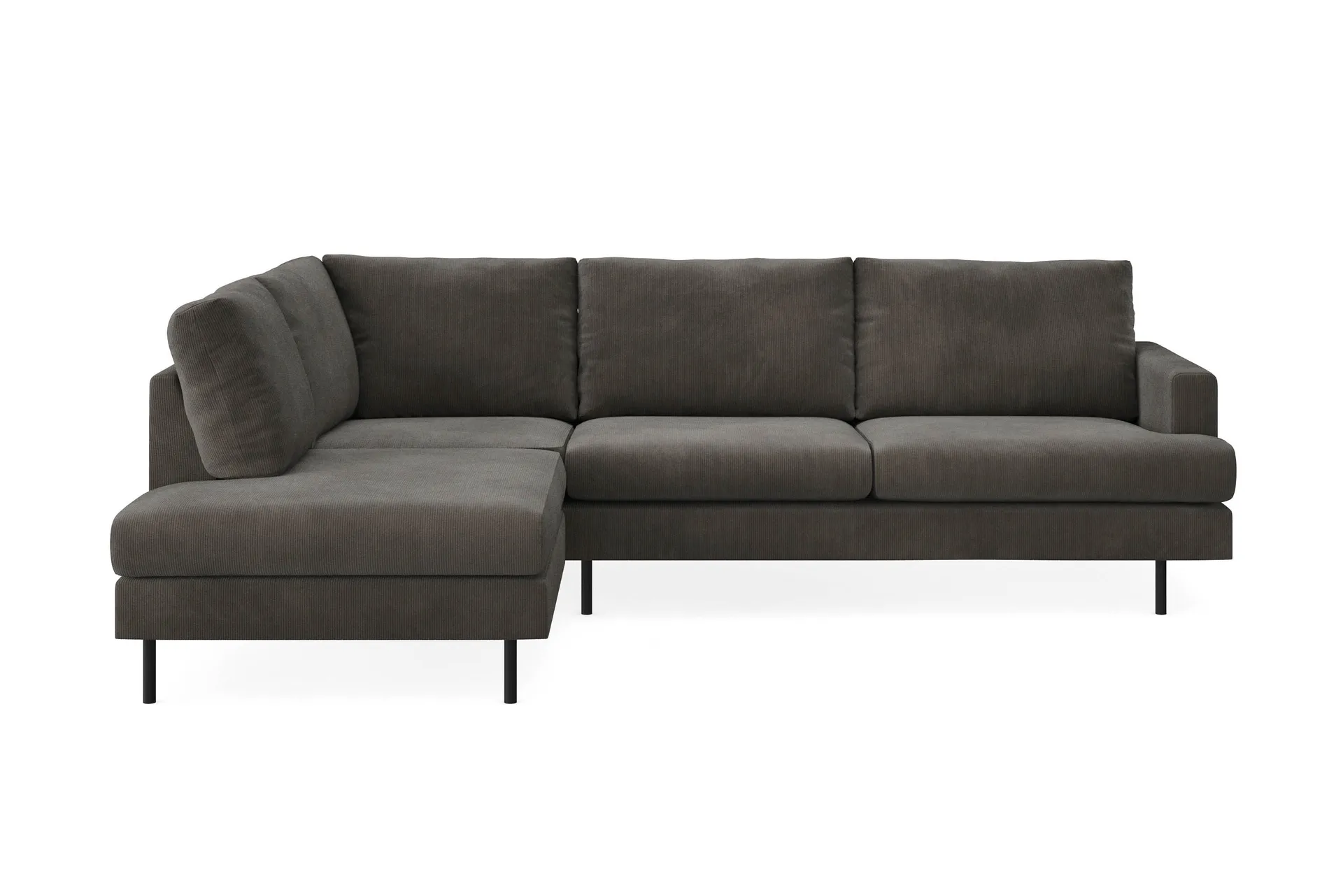 Menard Compact 4-sits V&auml;nsterv&auml;nd L-formad Sch&auml;slongsoffa i Manchester - M&ouml;rkgr&aring;