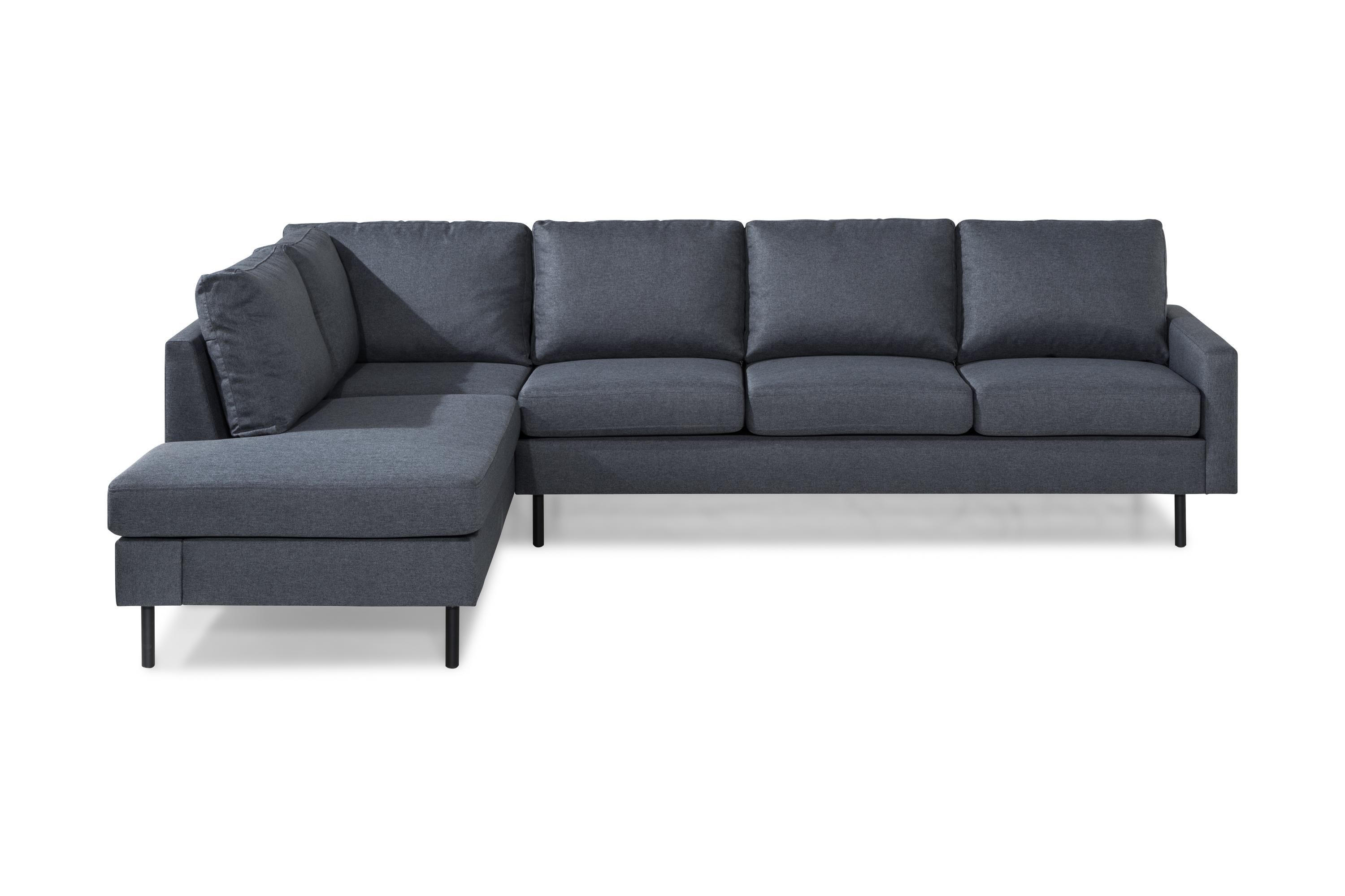 Peppe 4-sits Vänstervänd L-formad Schäslongsoffa i Tyg Mörkgrå