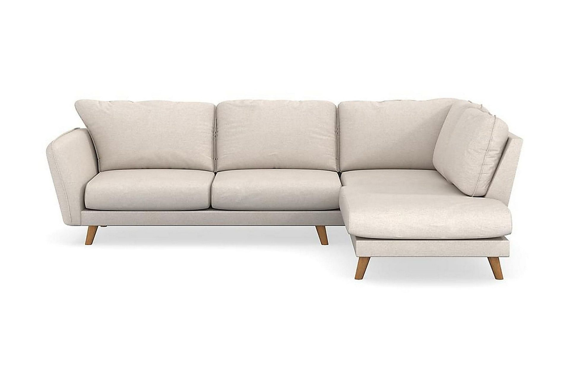 Trend Lyx 4-sits H&ouml;gerv&auml;nd L-formad Sch&auml;slongsoffa i Tyg - Beige