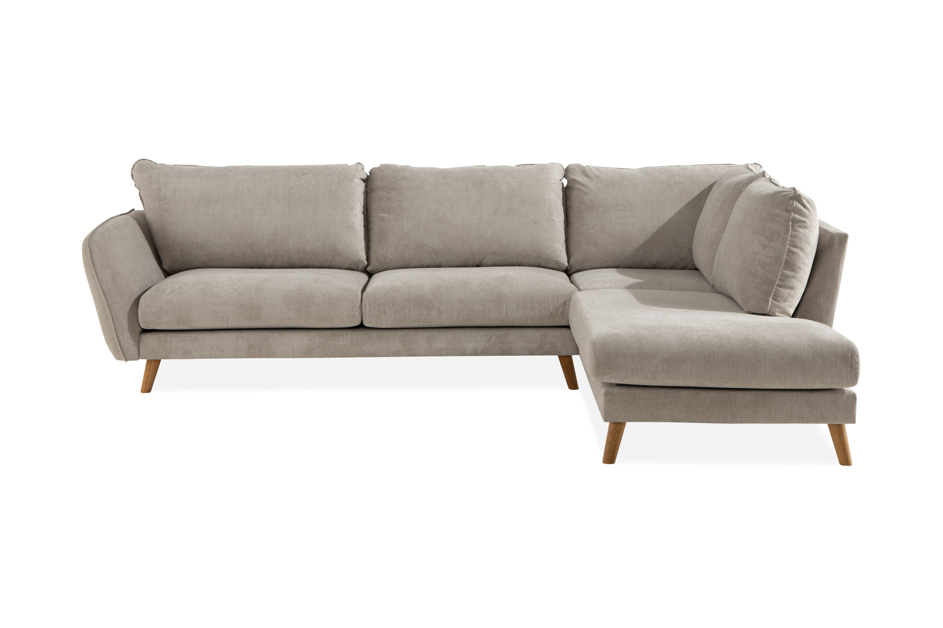 trend lyx 4-sits högervänd l-formad schäslongsoffa i tyg - beige