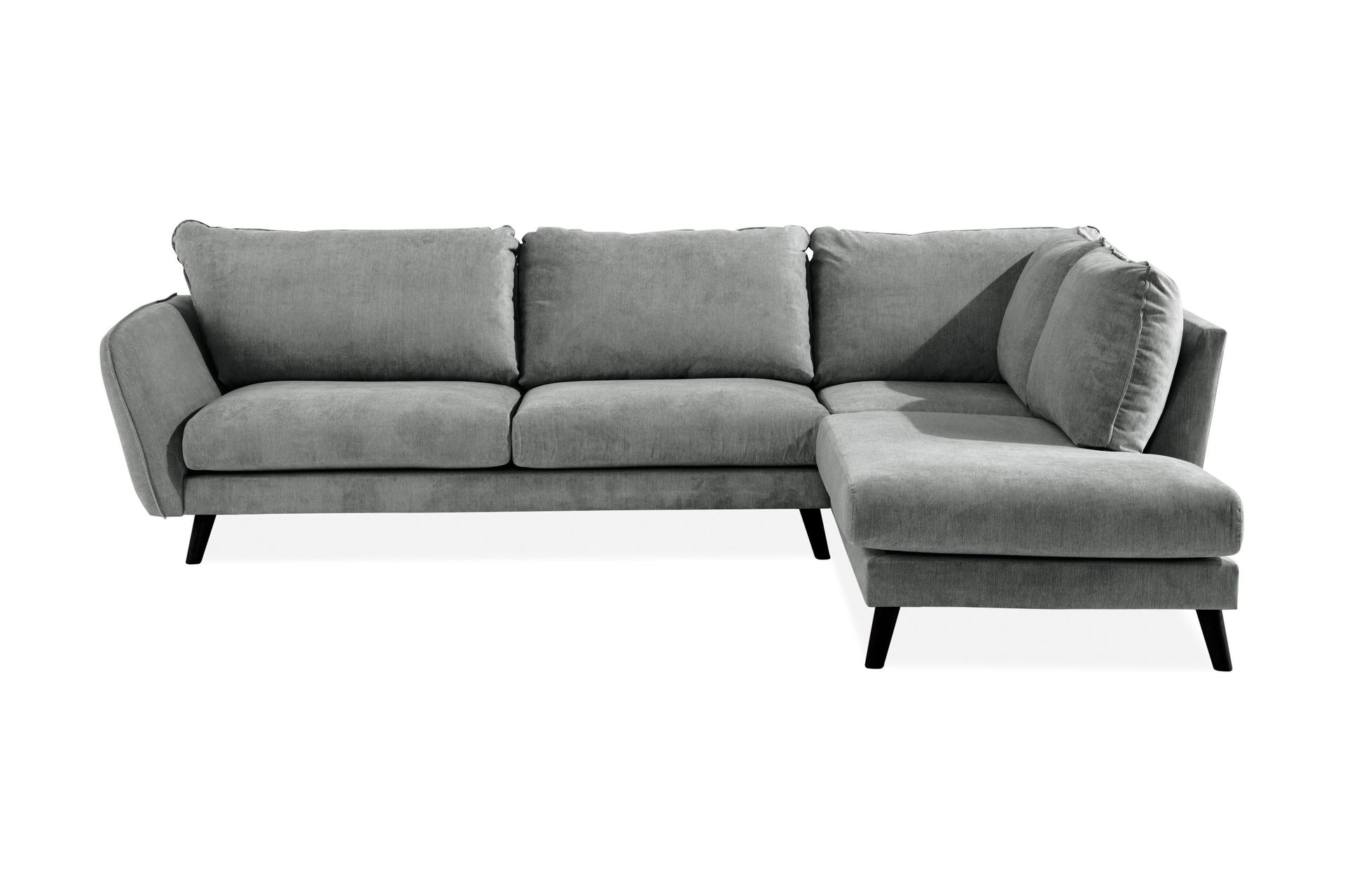 Trend Lyx 4-sits H&ouml;gerv&auml;nd L-formad Sch&auml;slongsoffa i Tyg - Gr&aring;