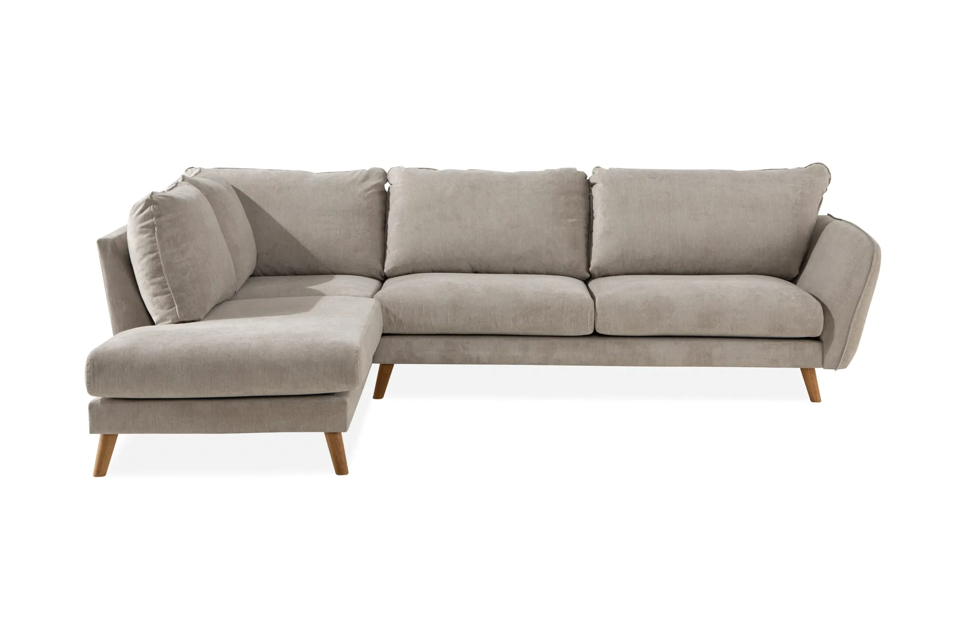 Trend Lyx 4-sits V&auml;nsterv&auml;nd L-formad Sch&auml;slongsoffa i Tyg - Beige
