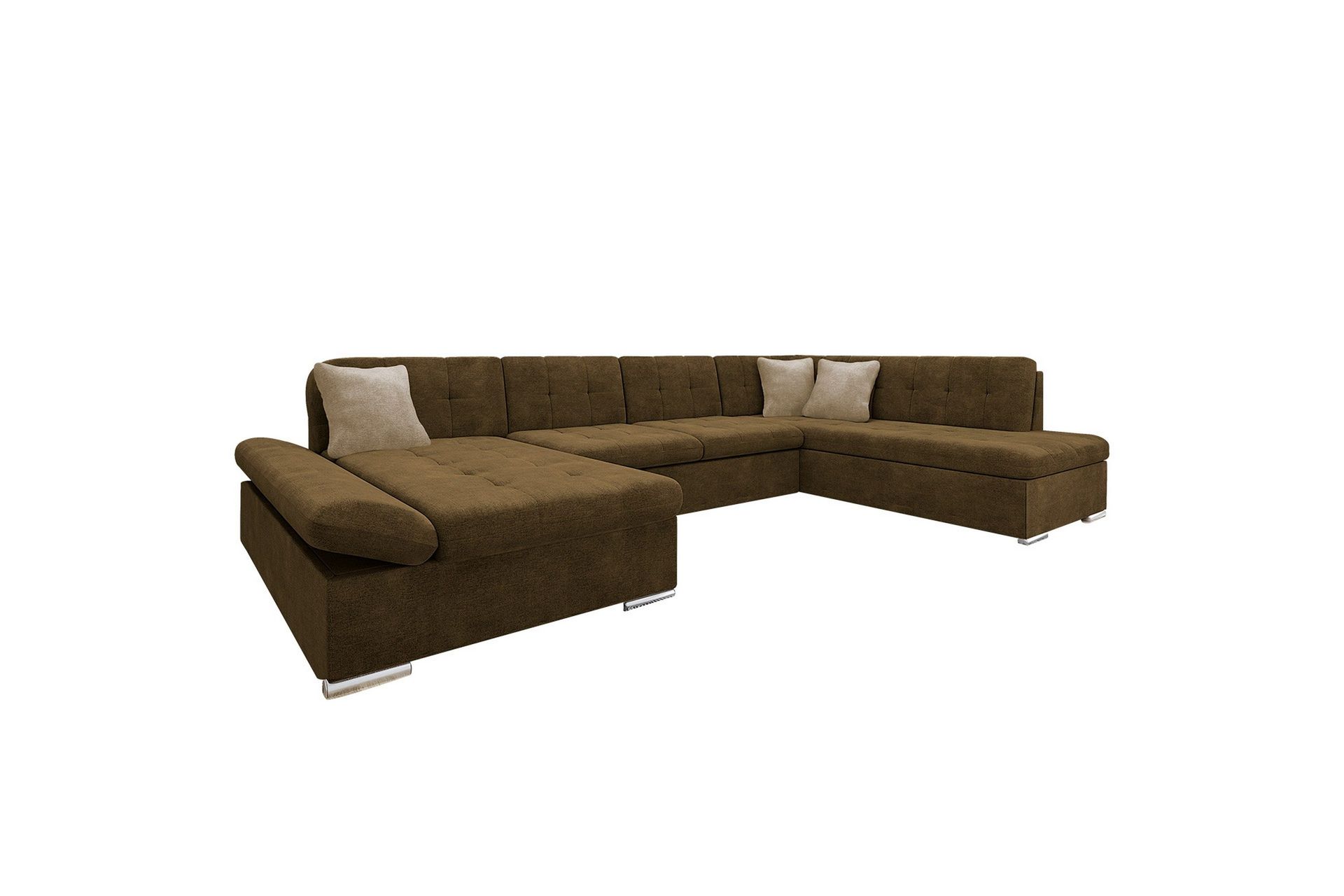 Zumar Soffa med Divan och Sch&auml;slong 4-sits - Brun/Beige